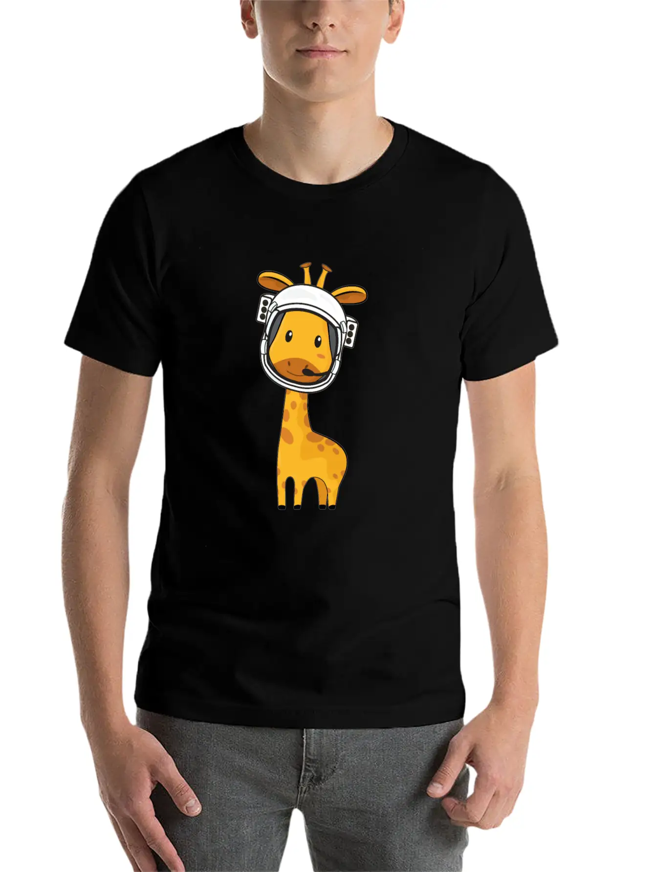 Giraffe Astronaut Classic Fit Graphic Tee For Daily Comfort – Unisex Cotton Shirt