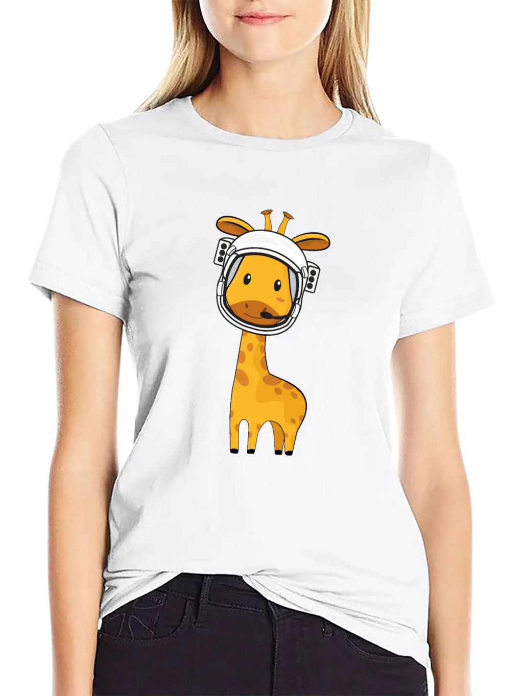 Giraffe Astronaut Unisex Casual T-Shirt – Clean Design For Daily Comfort