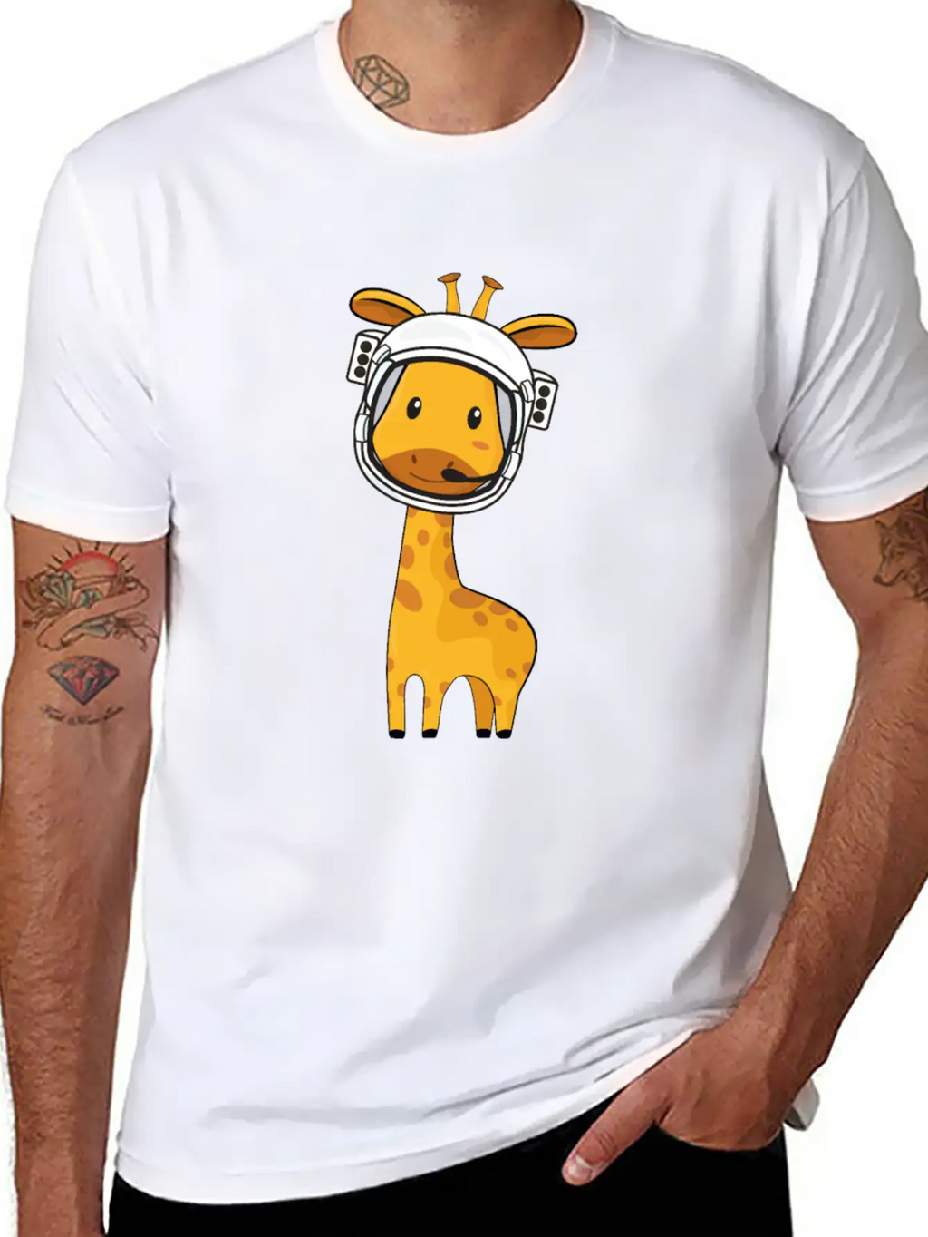 Giraffe Astronaut Unisex Casual T-Shirt – Clean Design For Daily Comfort