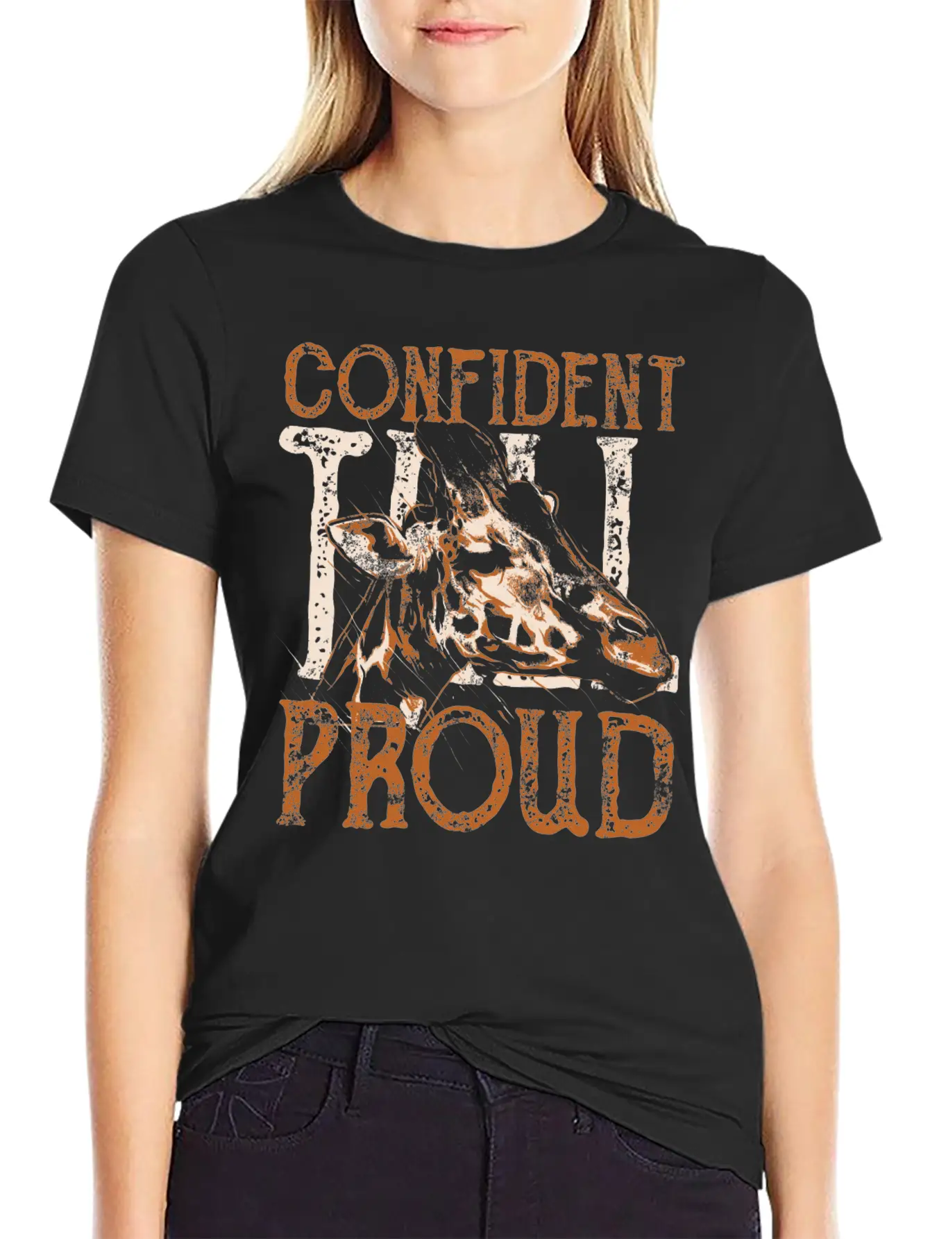 Giraffe Design Unisex Short Sleeve Soft Cotton T-Shirt – Casual Everyday Wear