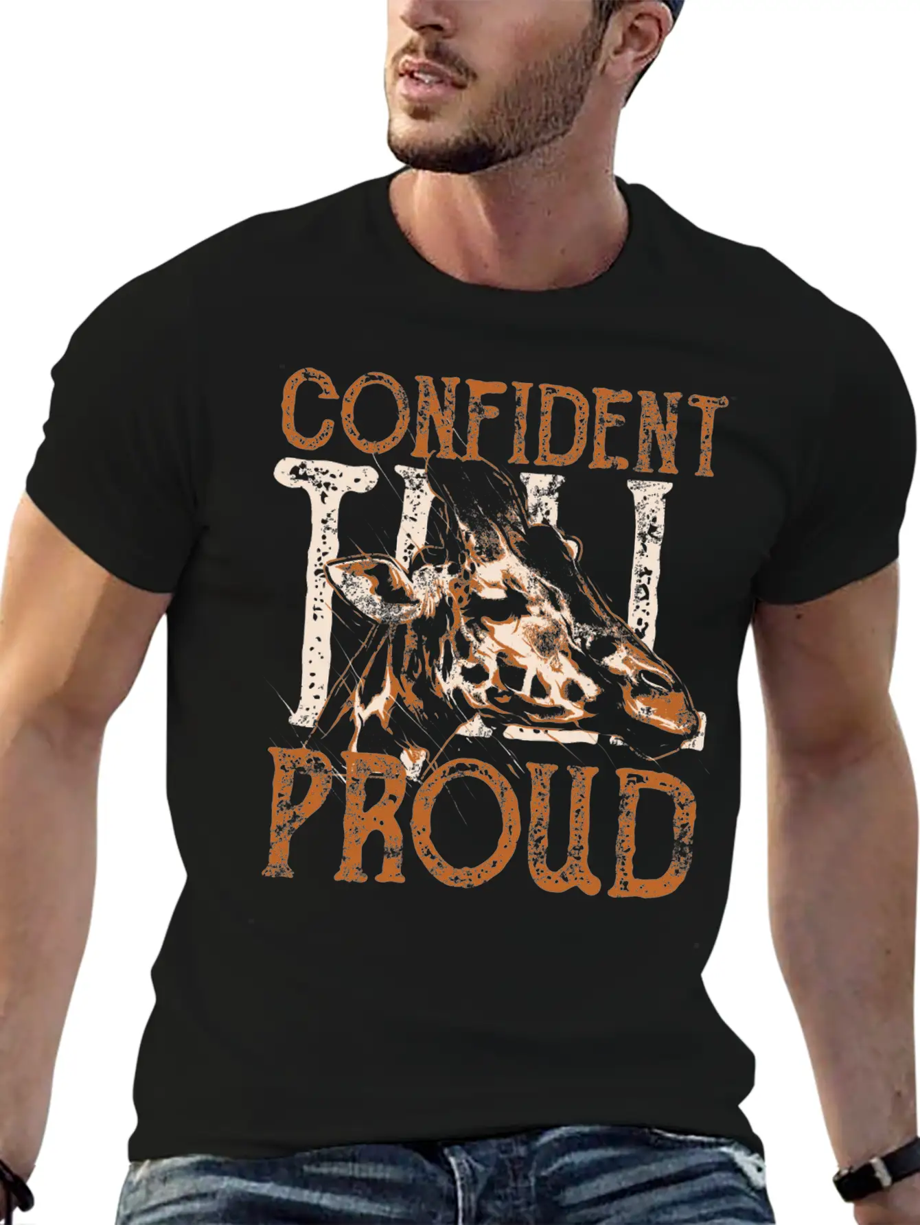 Giraffe Design Unisex Short Sleeve Soft Cotton T-Shirt – Casual Everyday Wear