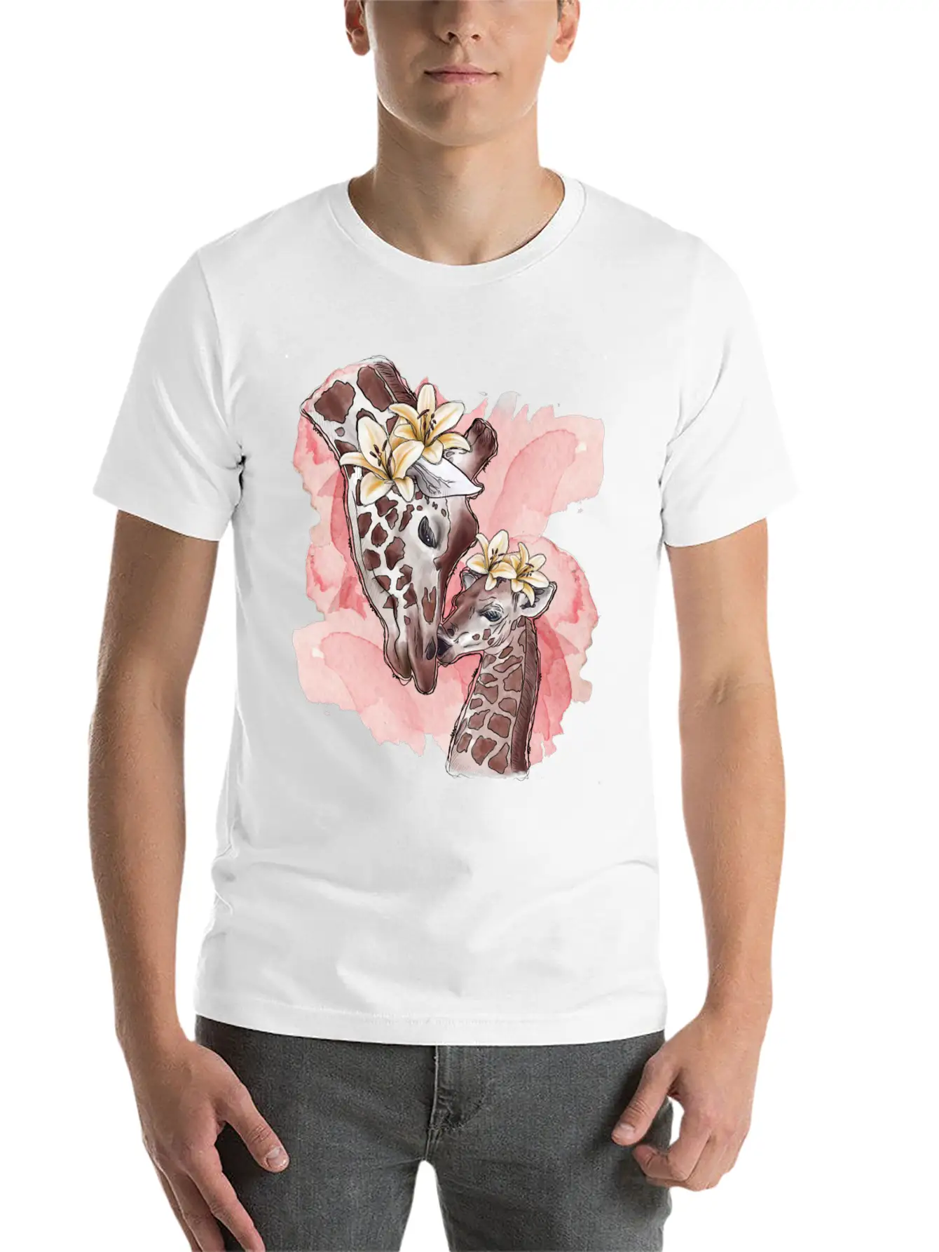 Giraffe Mama Unisex Casual T-Shirt – Clean Design For Daily Comfort