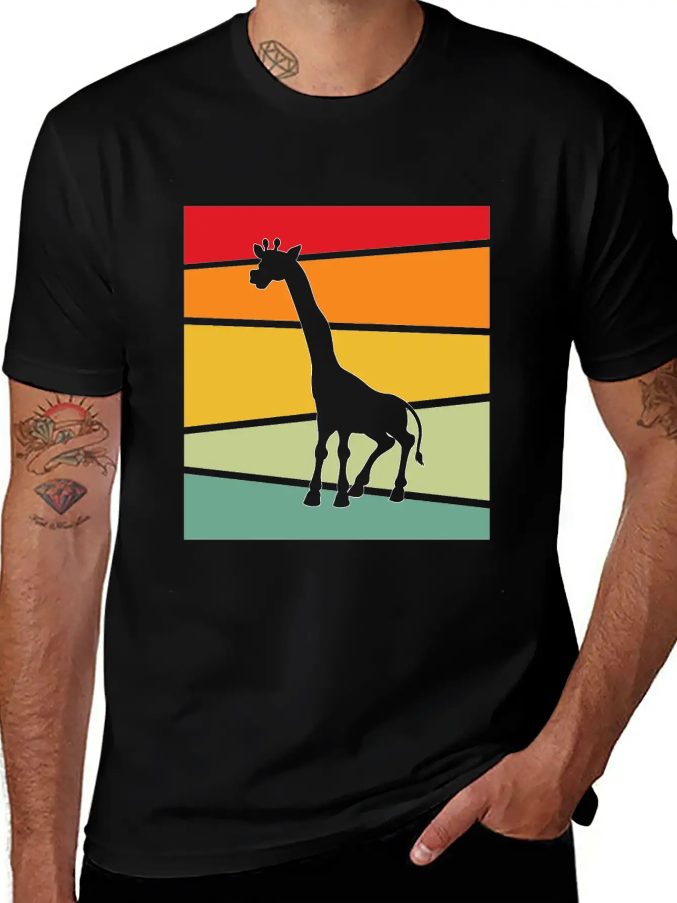Giraffe Retro Unisex Casual T-Shirt – Clean Design For Daily Comfort