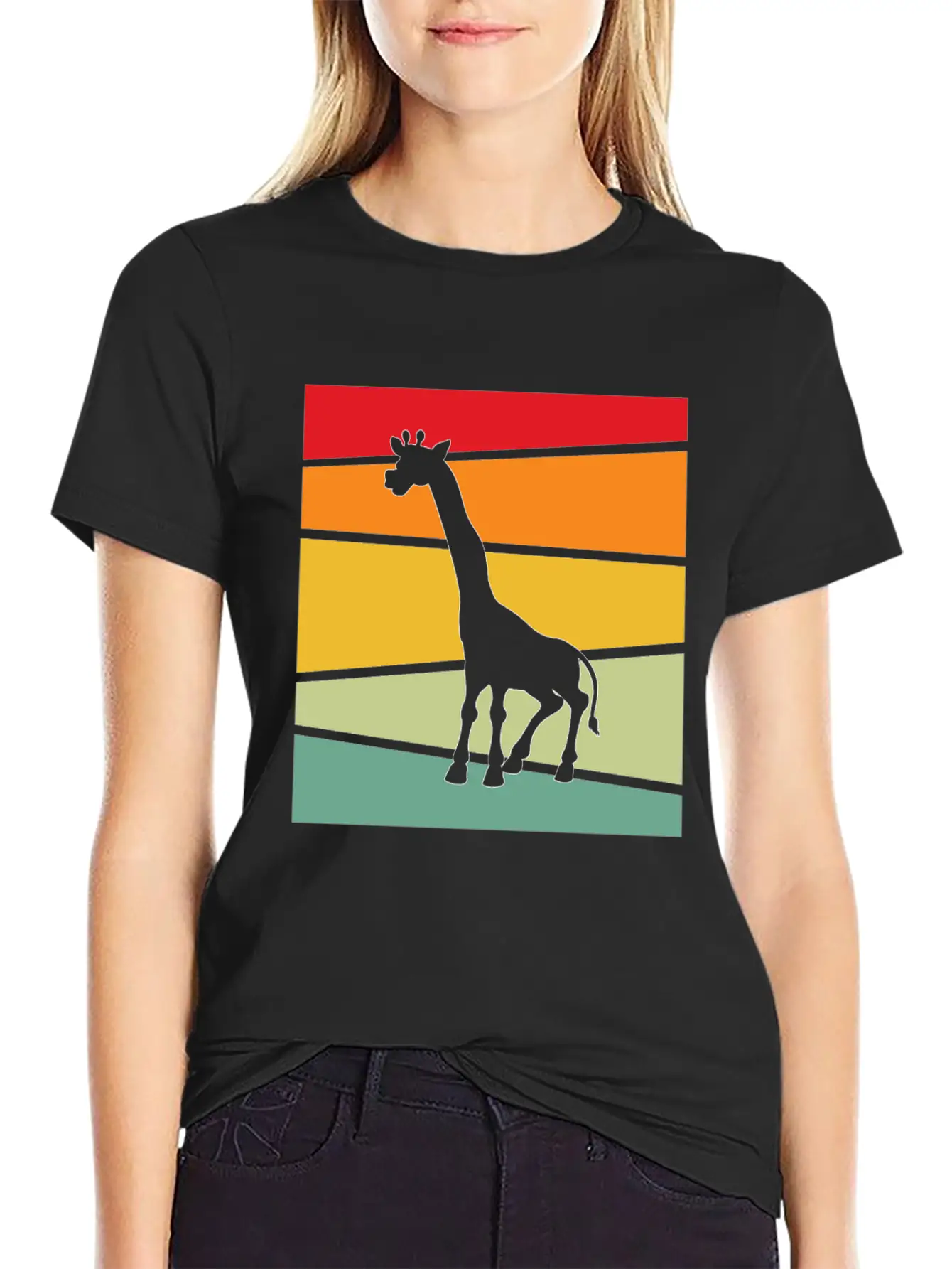 Giraffe Retro Unisex Casual T-Shirt – Clean Design For Daily Comfort