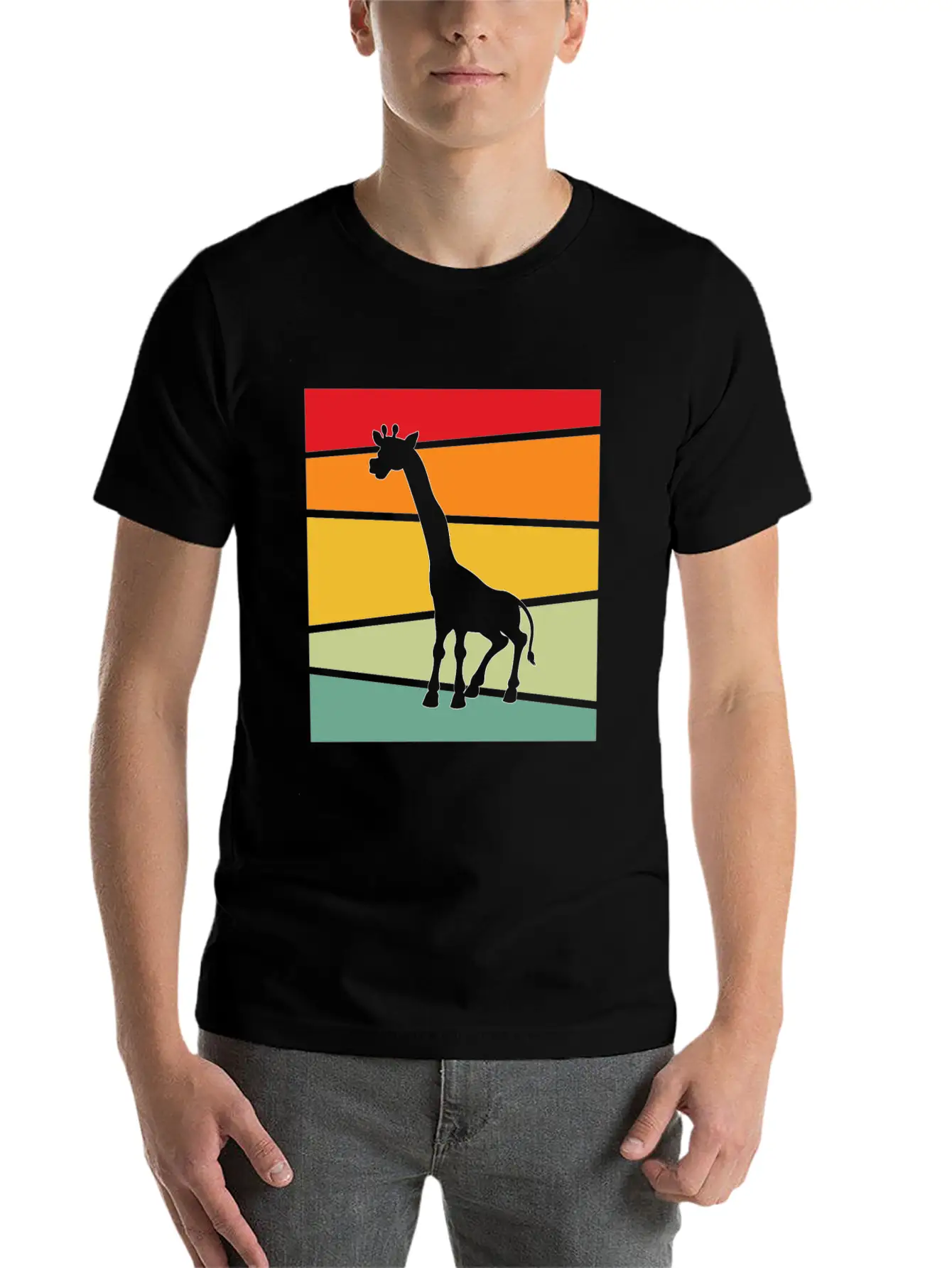 Giraffe Retro Unisex Casual T-Shirt – Clean Design For Daily Comfort