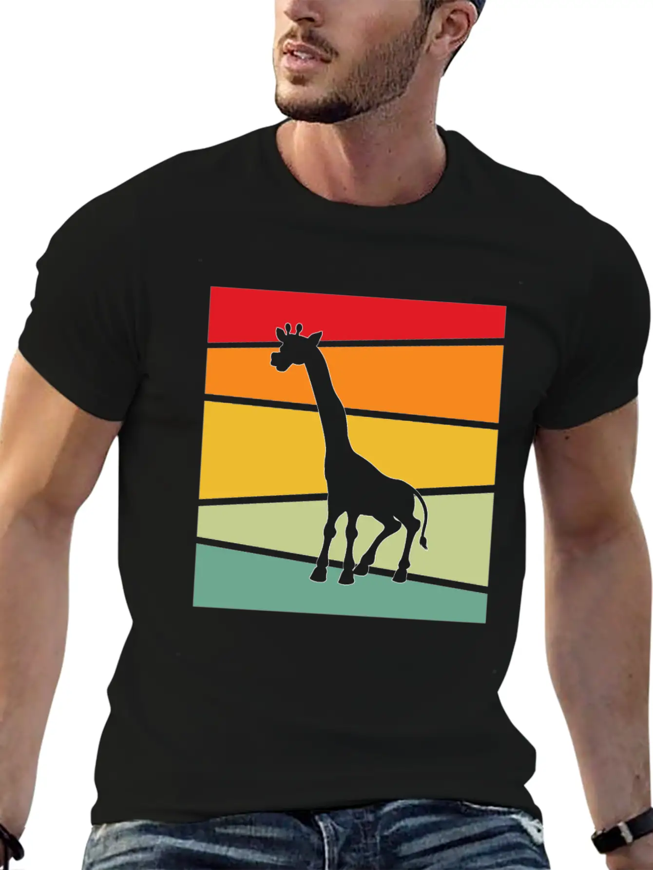 Giraffe Retro Unisex Casual T-Shirt – Clean Design For Daily Comfort