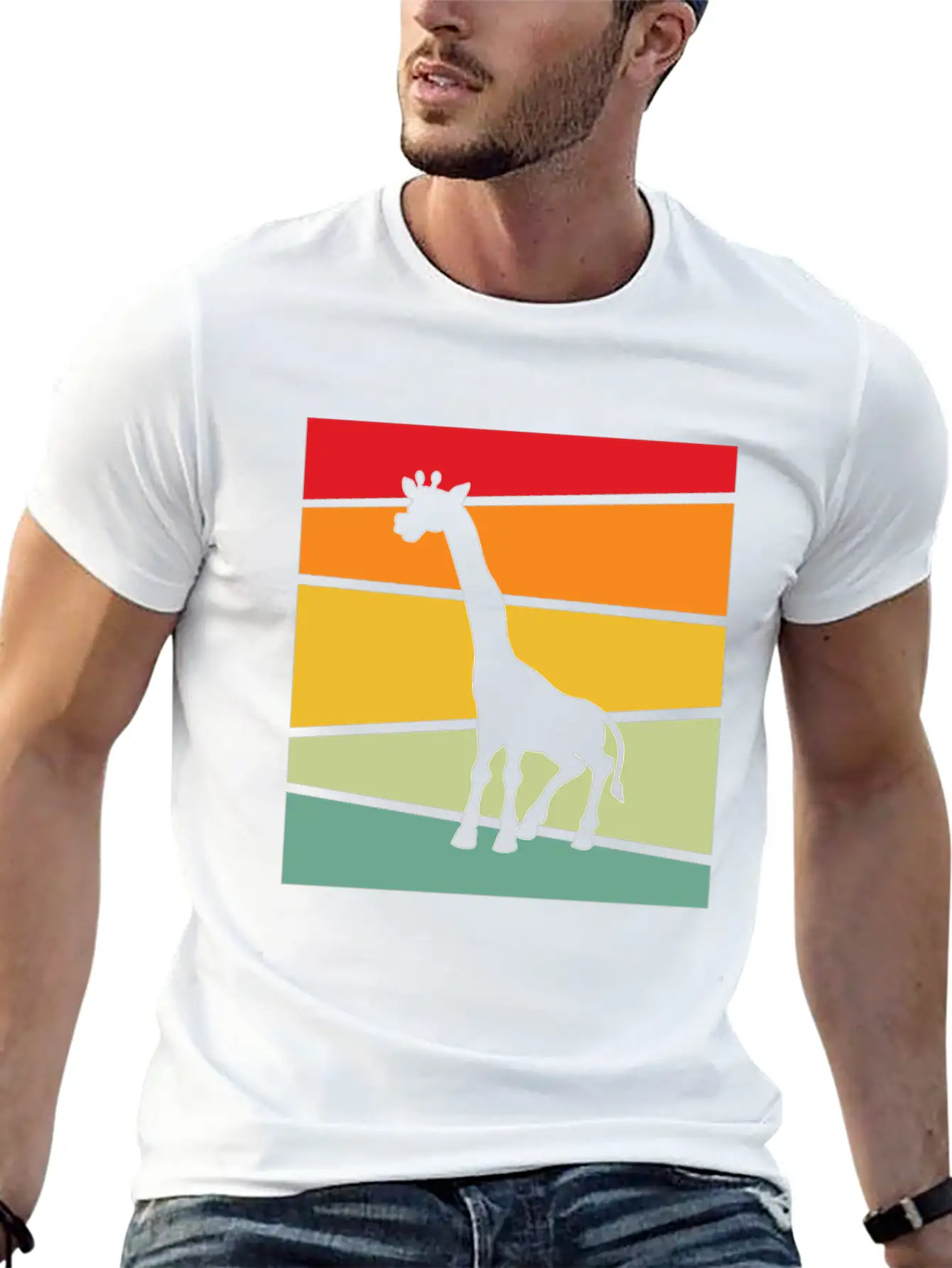 Giraffe Retro Unisex Casual T-Shirt – Clean Design For Daily Comfort