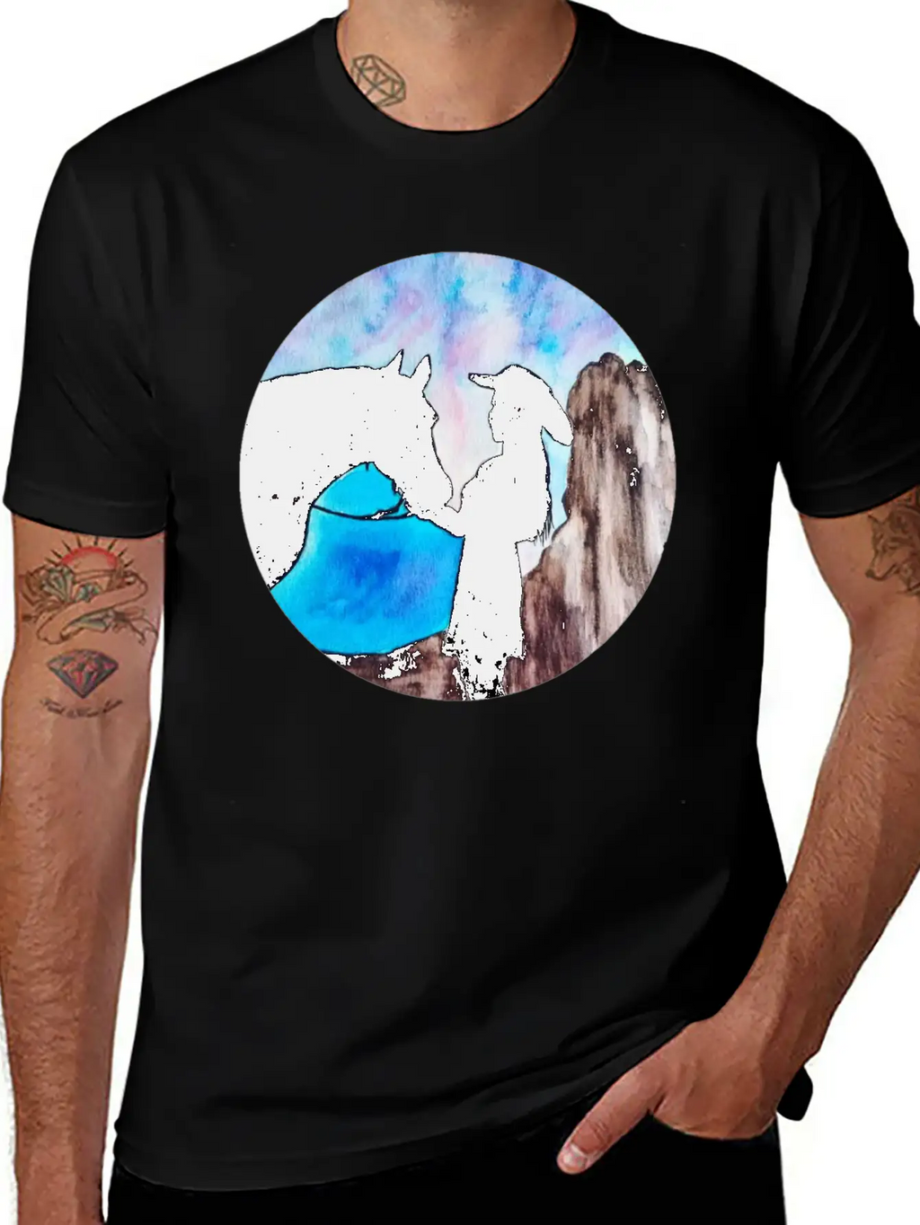 Girl And Horse At Sunset Breathable Soft Cotton T-Shirt – Timeless Casual Look