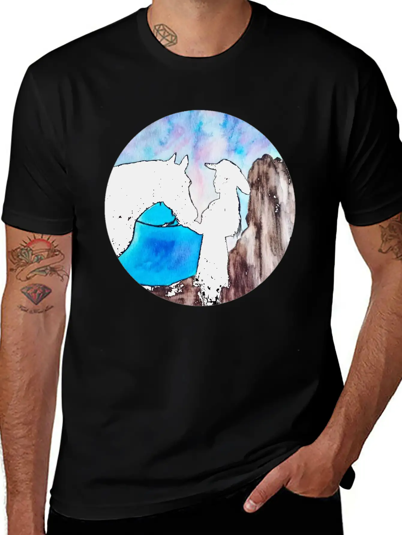 Girl And Horse At Sunset Breathable Soft Cotton T-Shirt – Timeless Casual Look