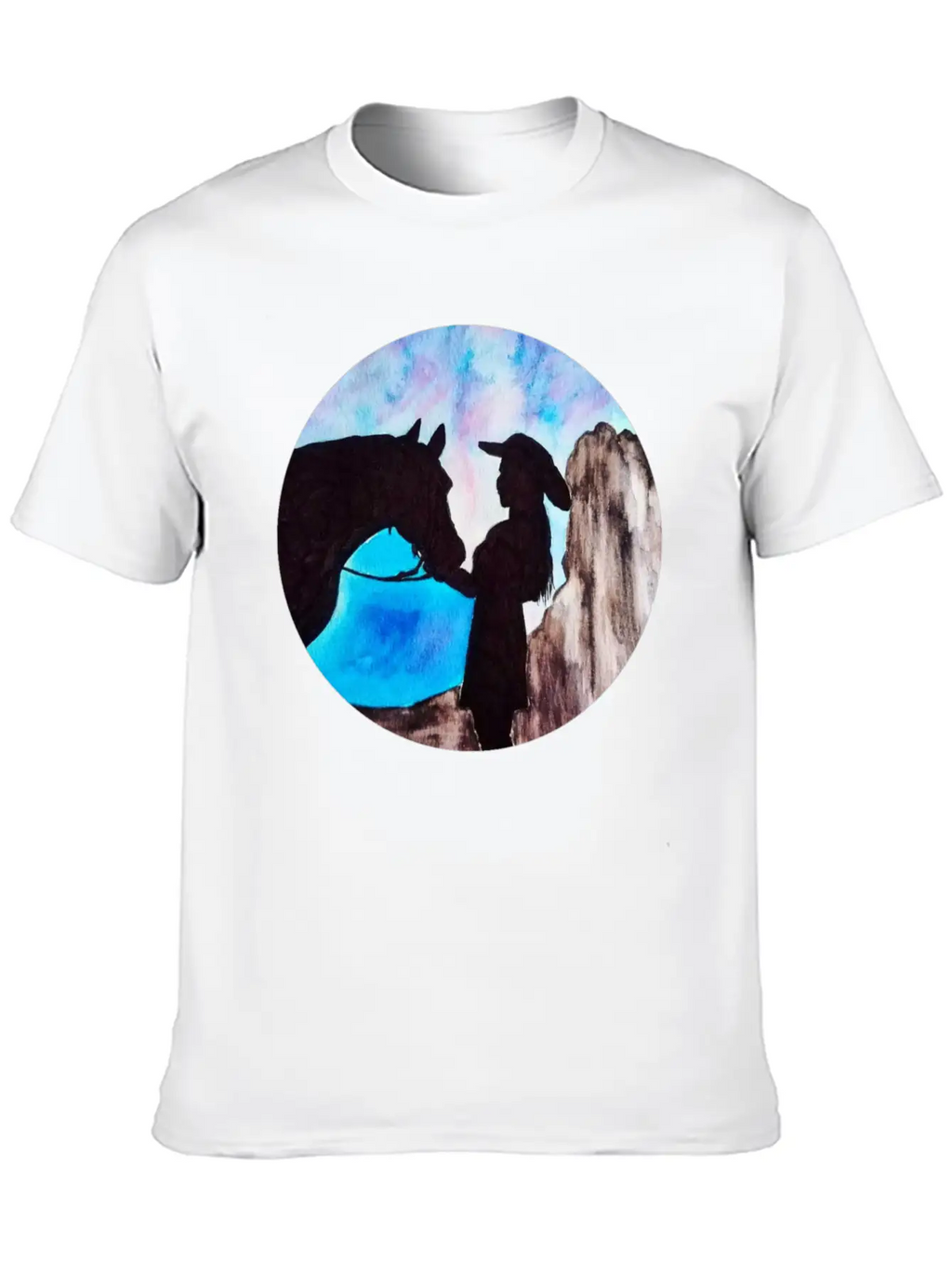 Girl And Horse At Sunset Breathable Soft Cotton T-Shirt – Timeless Casual Look