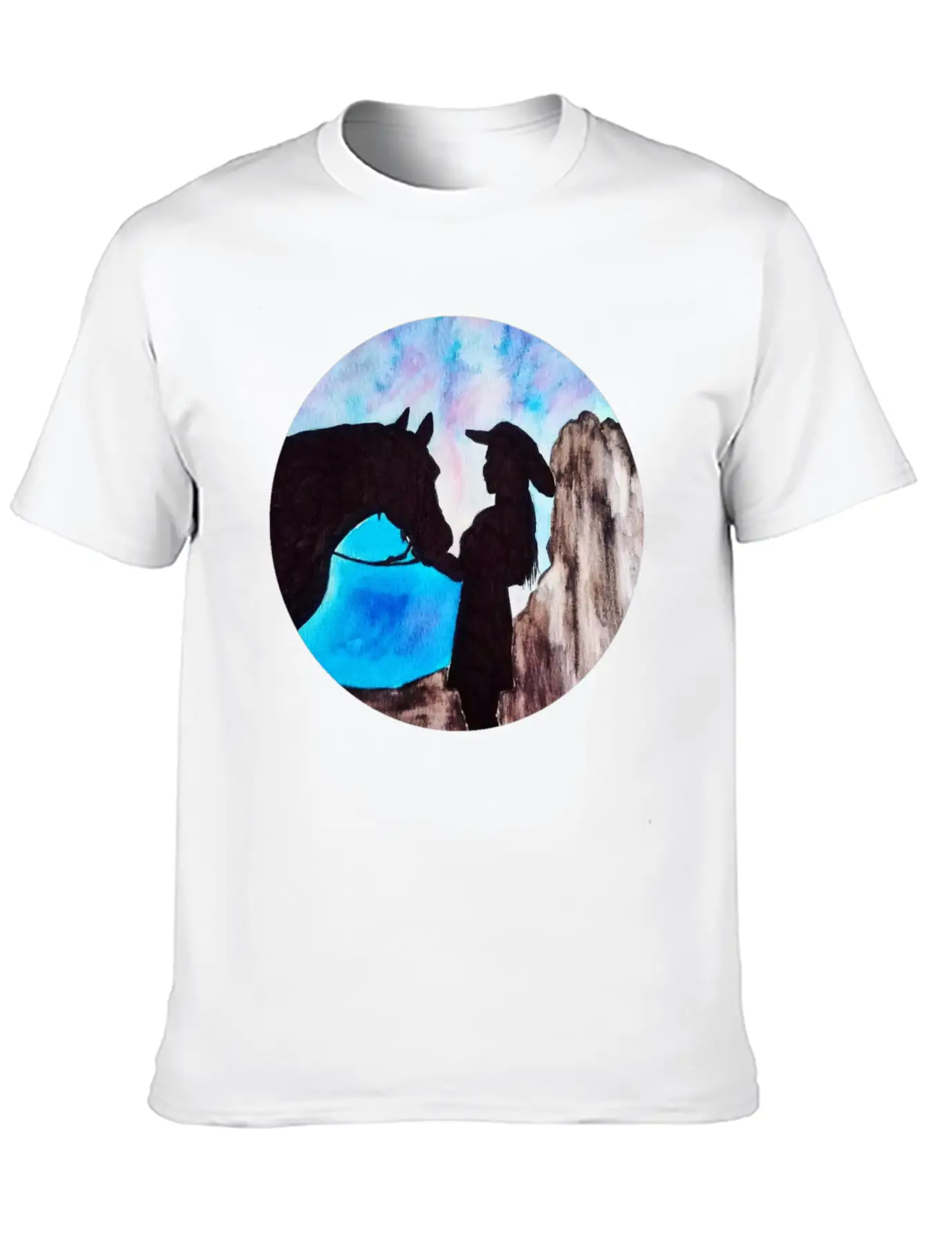 Girl And Horse At Sunset Breathable Soft Cotton T-Shirt – Timeless Casual Look