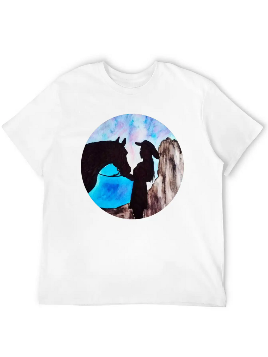 Girl And Horse At Sunset Breathable Soft Cotton T-Shirt – Timeless Casual Look