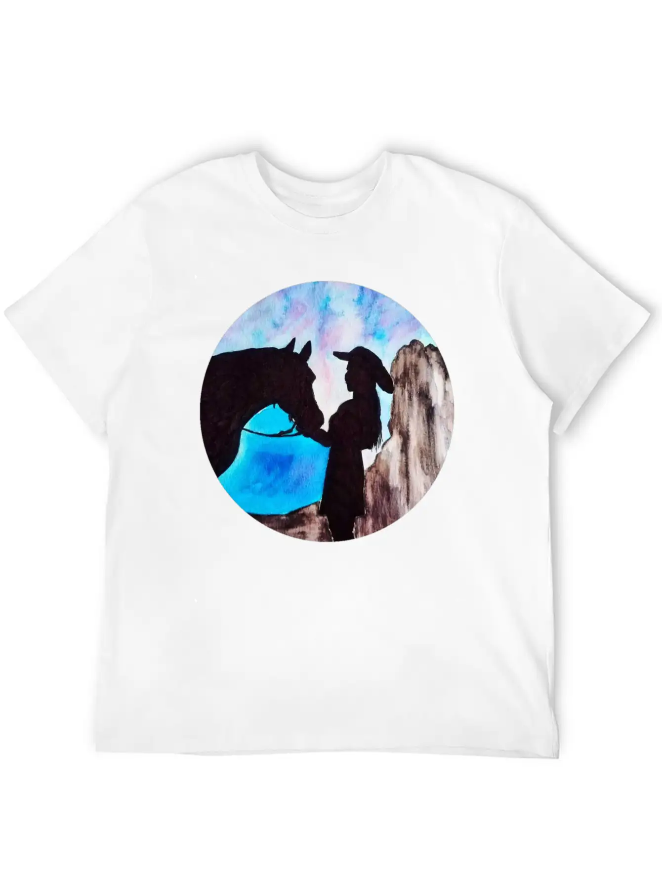 Girl And Horse At Sunset Breathable Soft Cotton T-Shirt – Timeless Casual Look