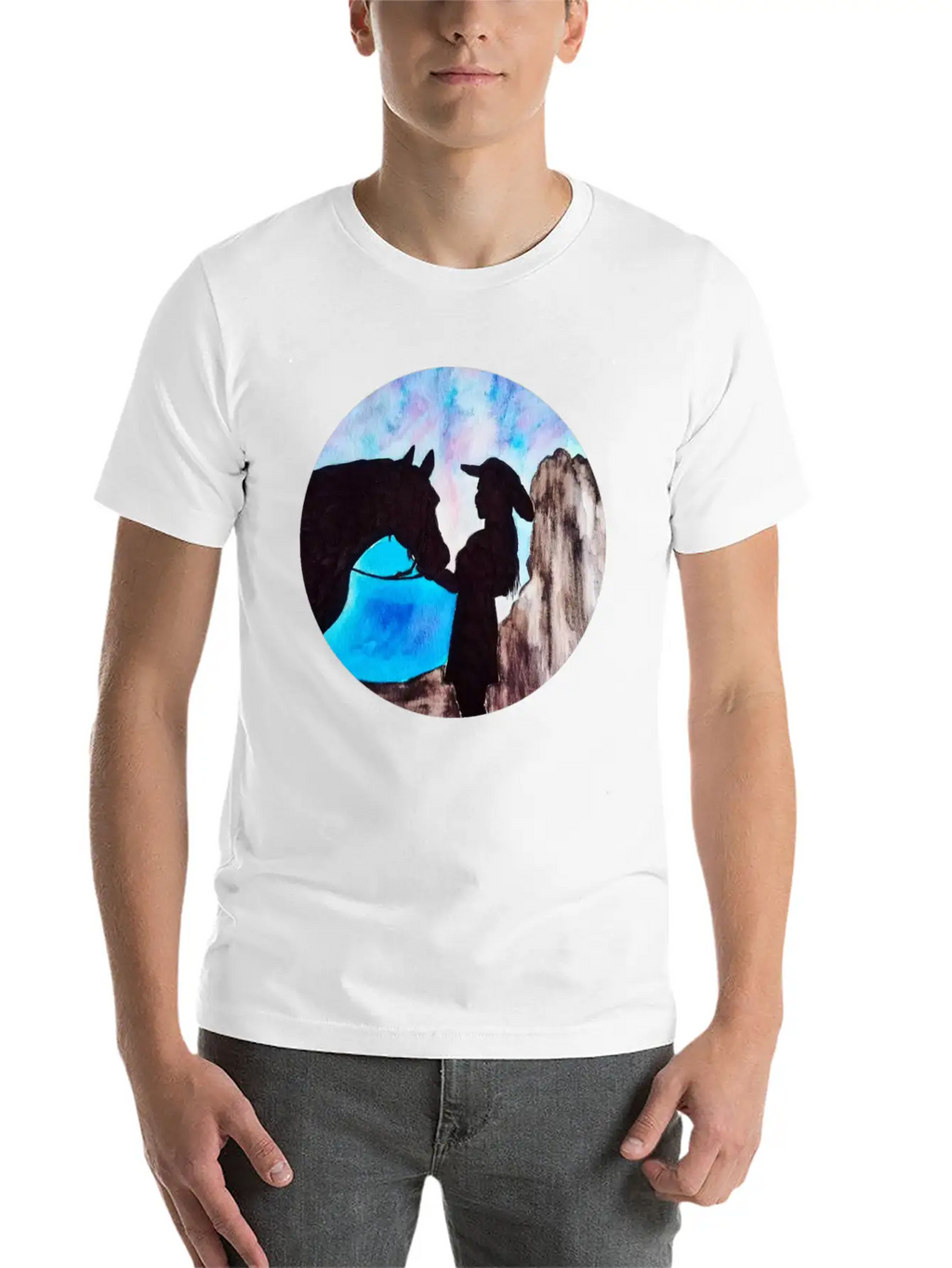 Girl And Horse At Sunset Breathable Soft Cotton T-Shirt – Timeless Casual Look