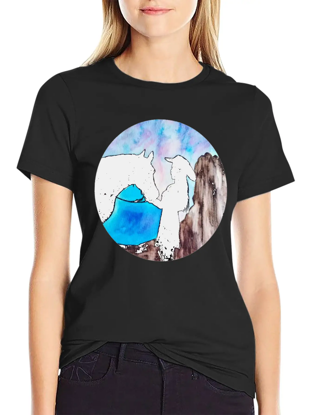 Girl And Horse At Sunset Breathable Soft Cotton T-Shirt – Timeless Casual Look