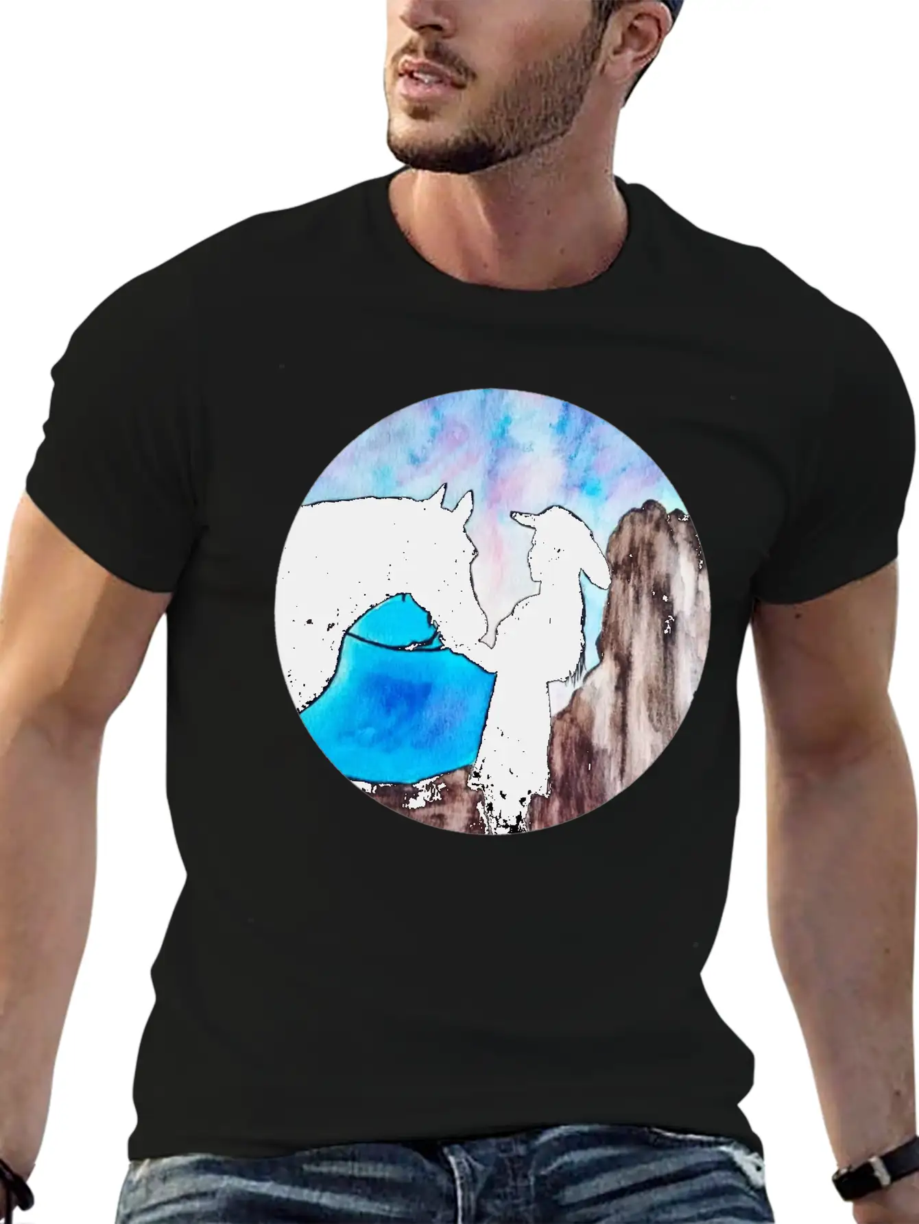 Girl And Horse At Sunset Breathable Soft Cotton T-Shirt – Timeless Casual Look