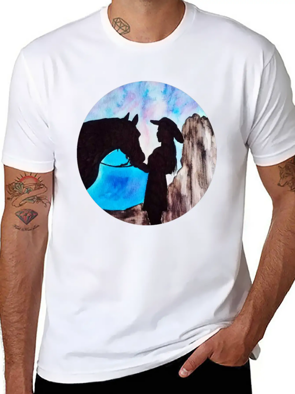 Girl And Horse At Sunset Breathable Soft Cotton T-Shirt – Timeless Casual Look