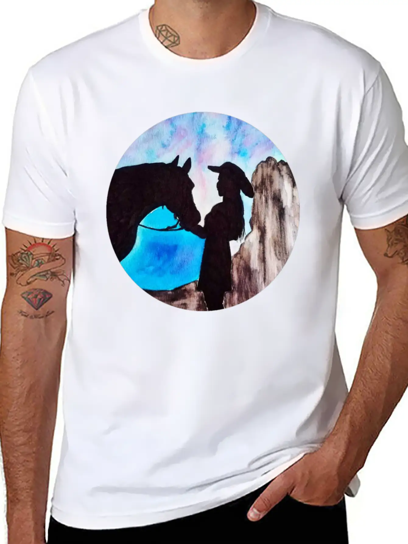 Girl And Horse At Sunset Breathable Soft Cotton T-Shirt – Timeless Casual Look