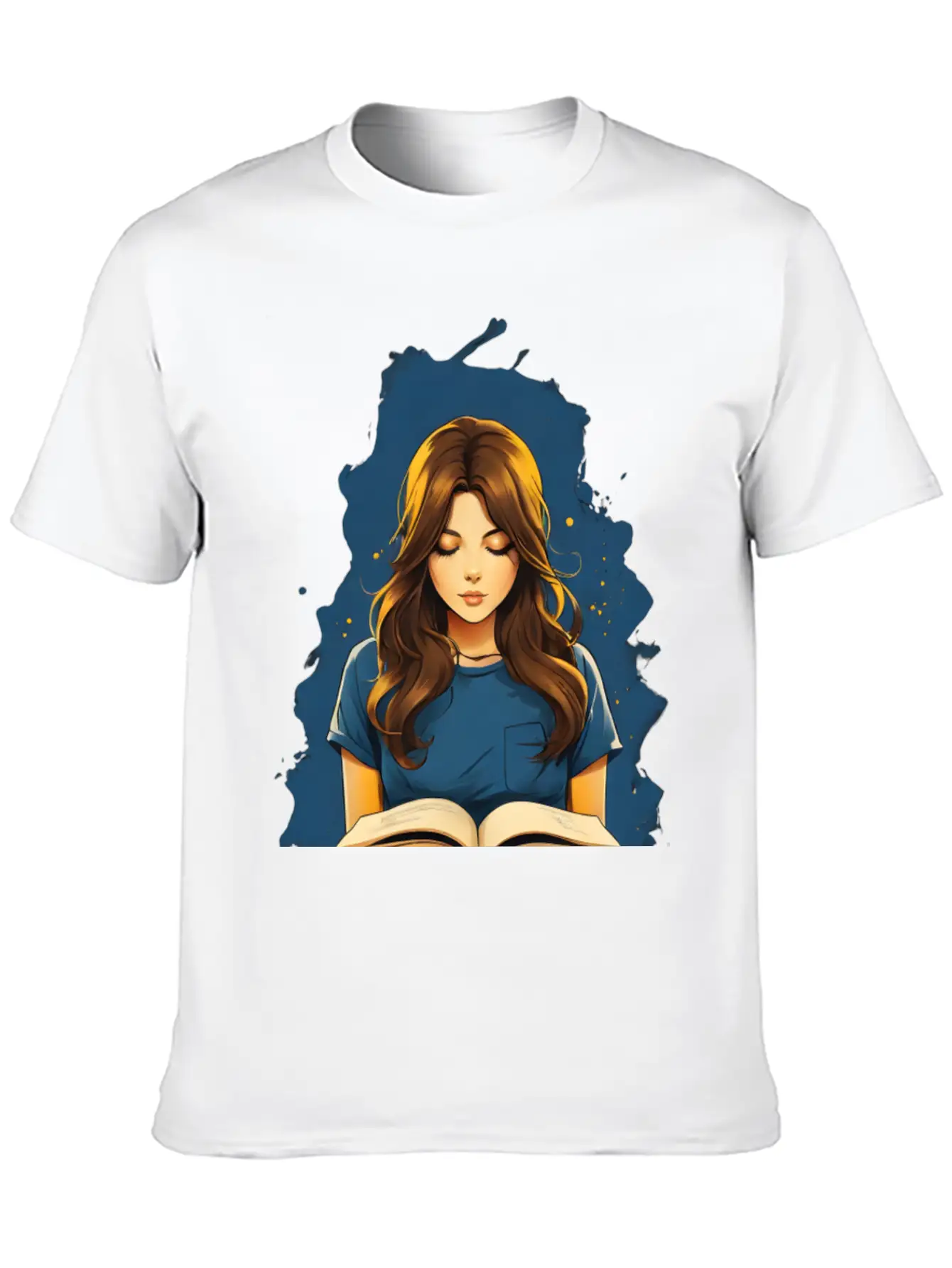 Girl Reading A Book Unisex Short Sleeve Soft Cotton T-Shirt – Casual Everyday Wear