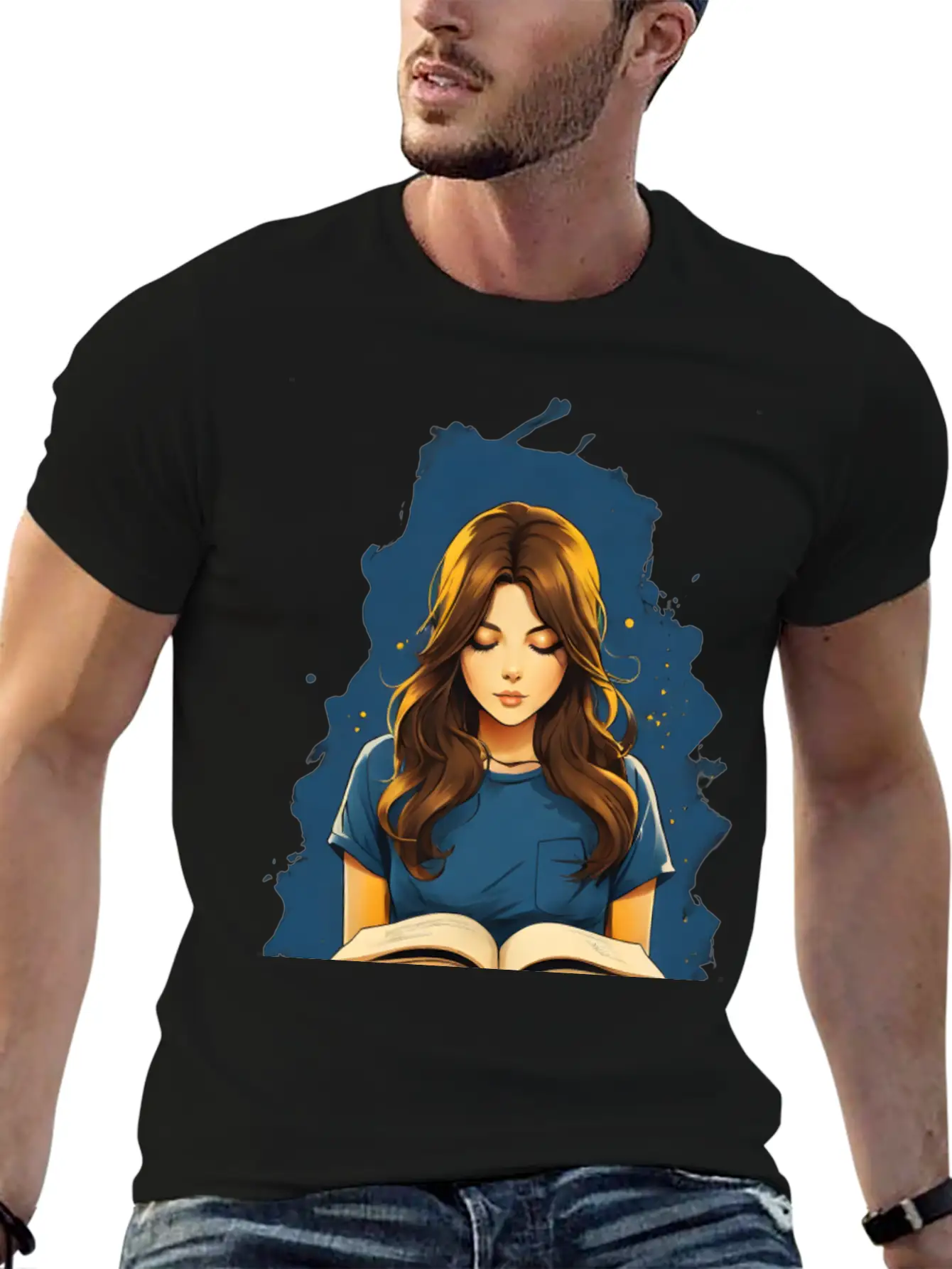 Girl Reading A Book Unisex Short Sleeve Soft Cotton T-Shirt – Casual Everyday Wear