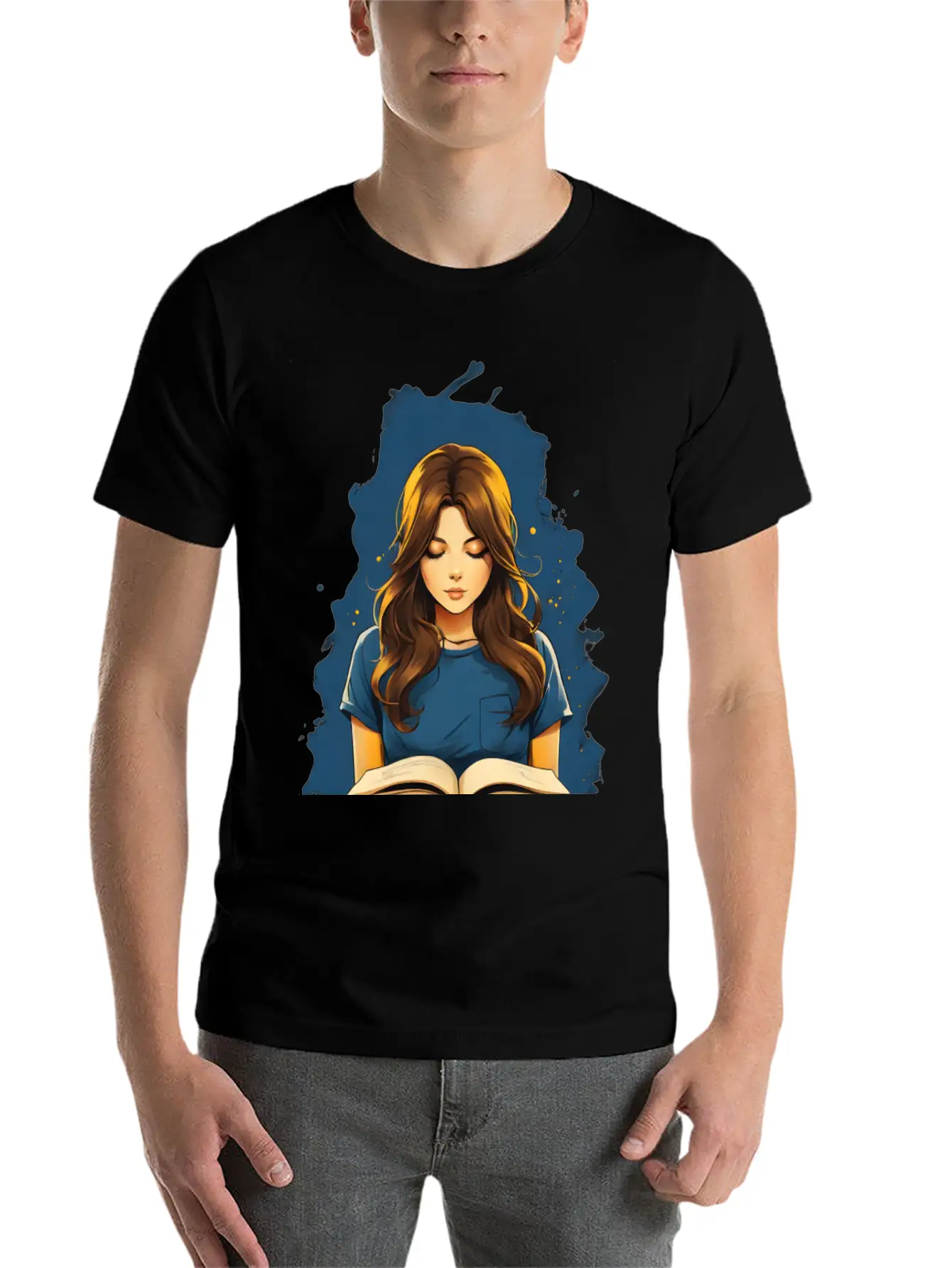 Girl Reading A Book Unisex Short Sleeve Soft Cotton T-Shirt – Casual Everyday Wear