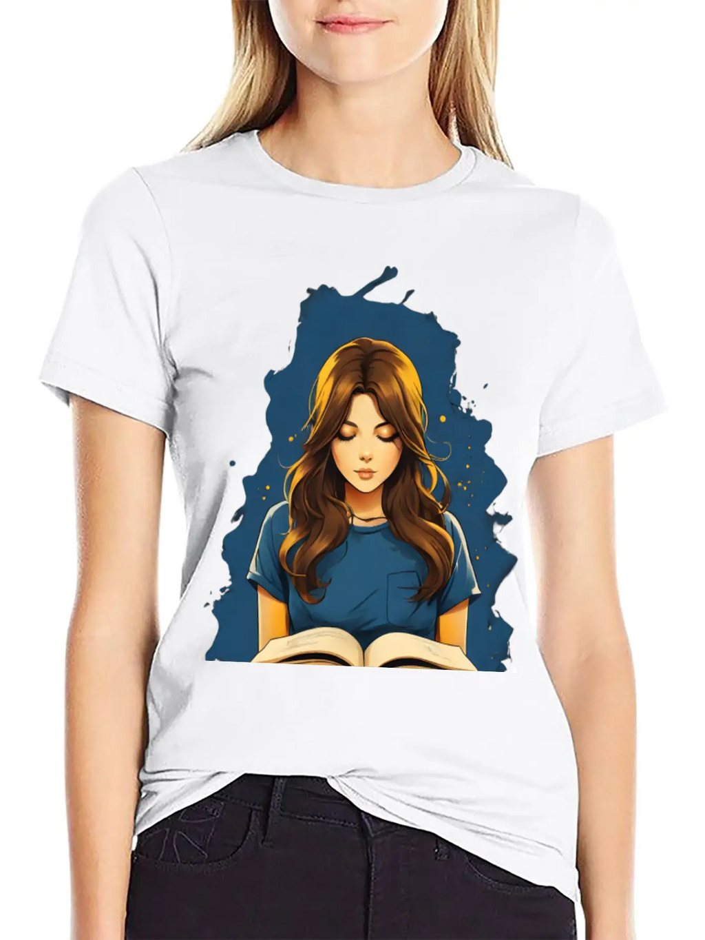 Girl Reading A Book Unisex Short Sleeve Soft Cotton T-Shirt – Casual Everyday Wear