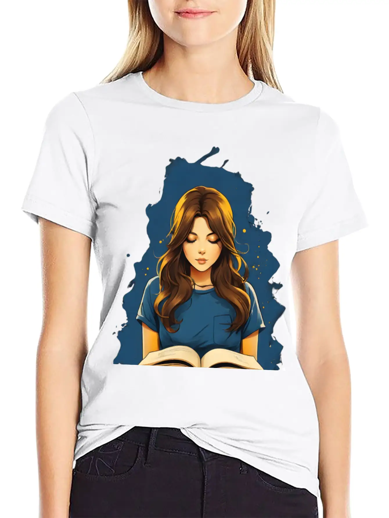Girl Reading A Book Unisex Short Sleeve Soft Cotton T-Shirt – Casual Everyday Wear