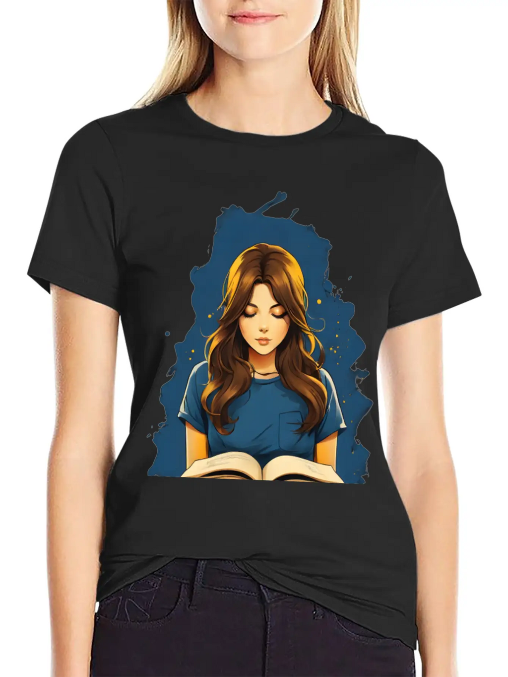Girl Reading A Book Unisex Short Sleeve Soft Cotton T-Shirt – Casual Everyday Wear