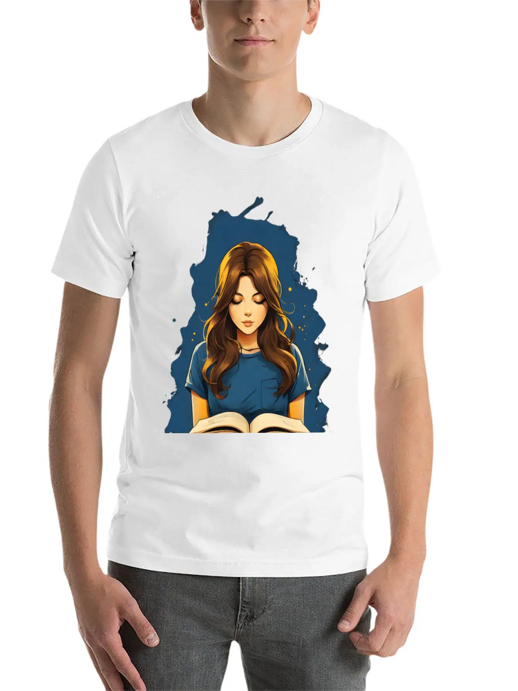 Girl Reading A Book Unisex Short Sleeve Soft Cotton T-Shirt – Casual Everyday Wear
