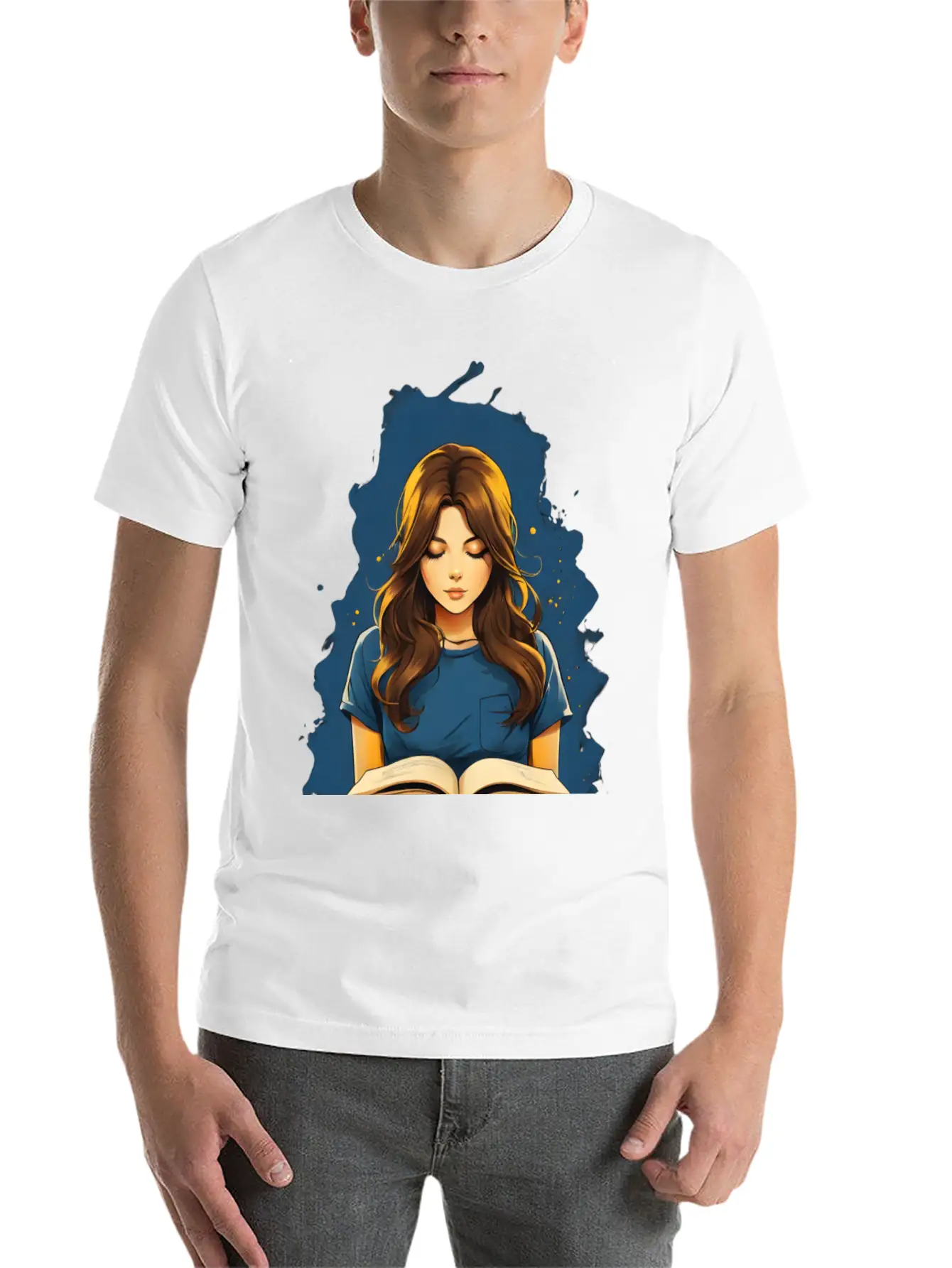 Girl Reading A Book Unisex Short Sleeve Soft Cotton T-Shirt – Casual Everyday Wear