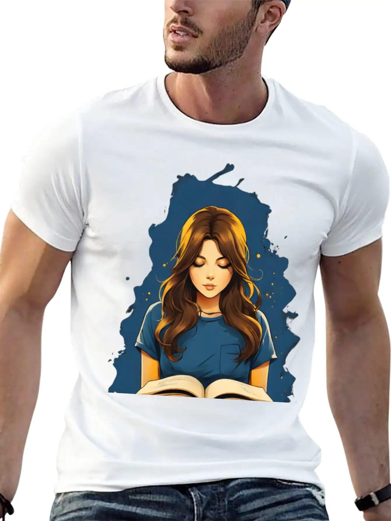 Girl Reading A Book Unisex Short Sleeve Soft Cotton T-Shirt – Casual Everyday Wear
