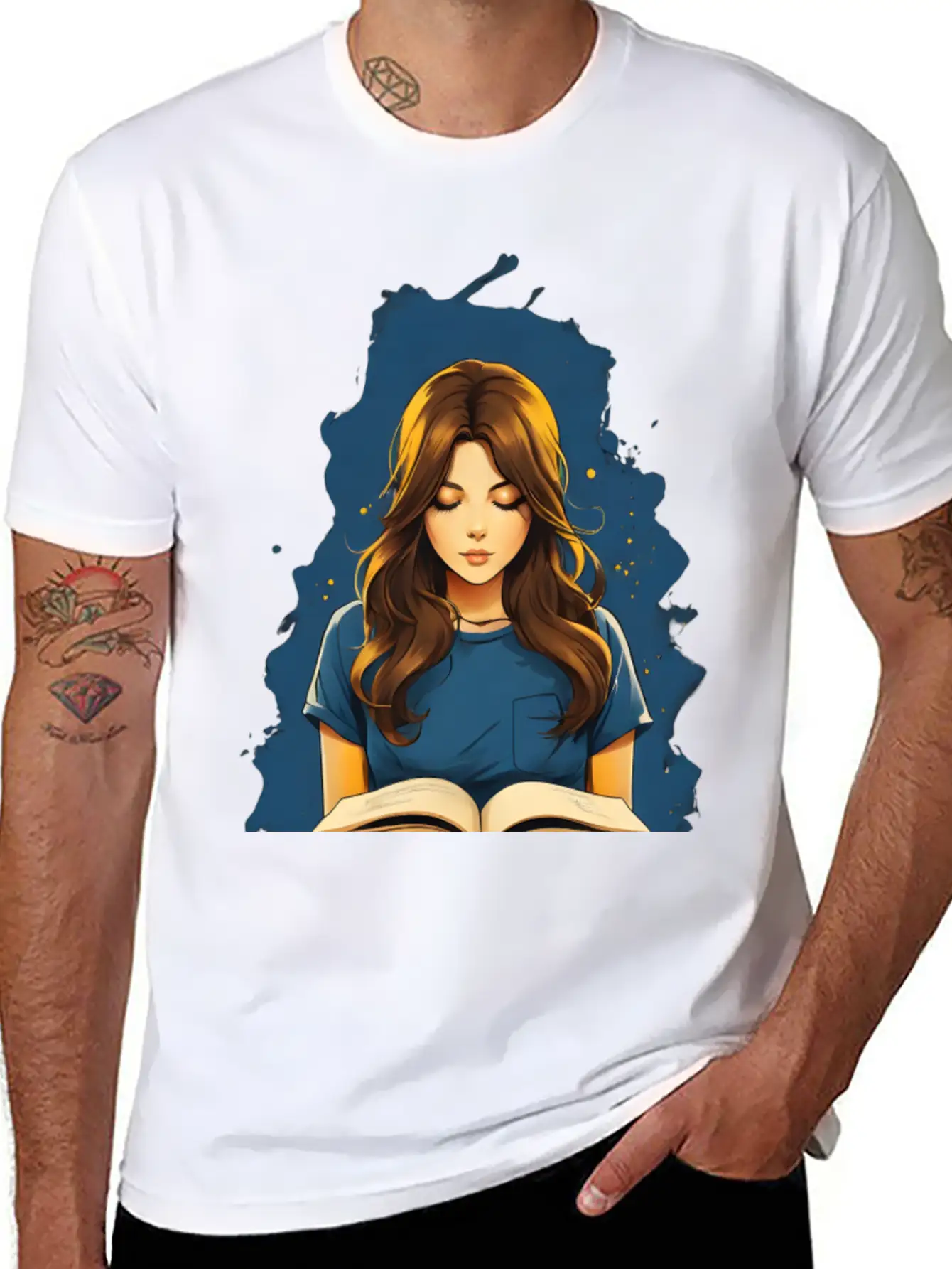 Girl Reading A Book Unisex Short Sleeve Soft Cotton T-Shirt – Casual Everyday Wear