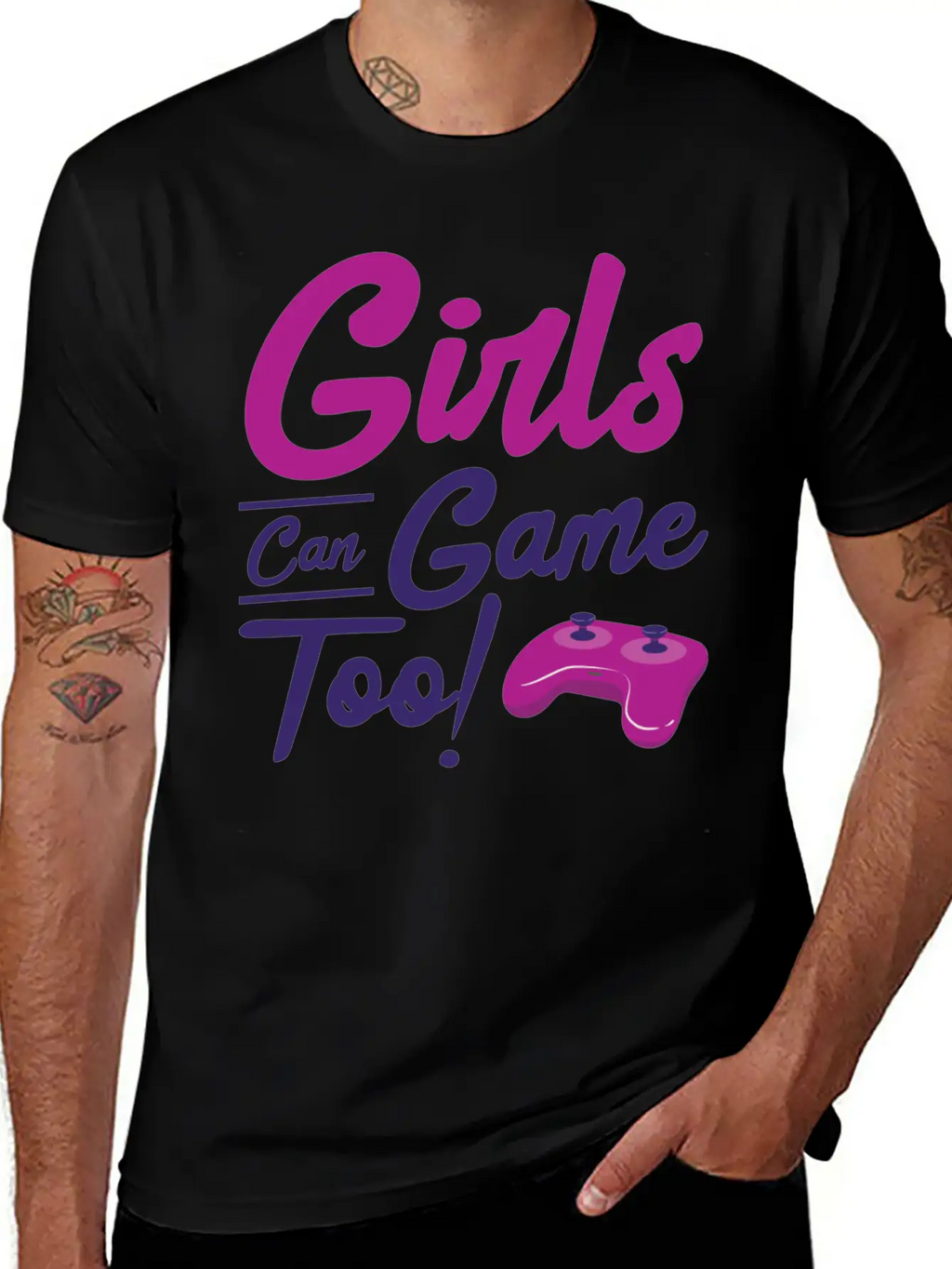 Girls Can Game Too Gaming Gamer Video Games Unisex Casual T-Shirt – Clean Design For Daily Comfort