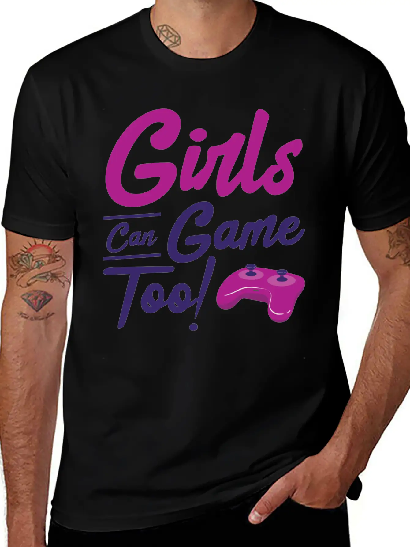 Girls Can Game Too Gaming Gamer Video Games Unisex Casual T-Shirt – Clean Design For Daily Comfort
