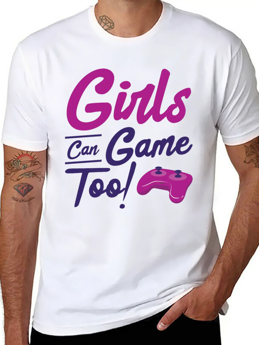 Girls Can Game Too Gaming Gamer Video Games Unisex Casual T-Shirt – Clean Design For Daily Comfort