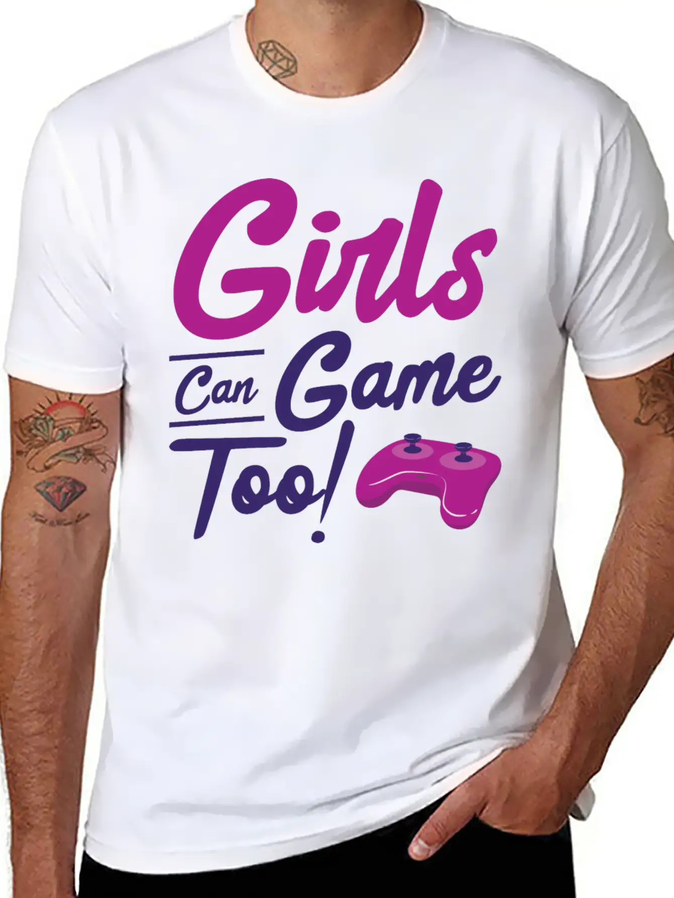 Girls Can Game Too Gaming Gamer Video Games Unisex Casual T-Shirt – Clean Design For Daily Comfort