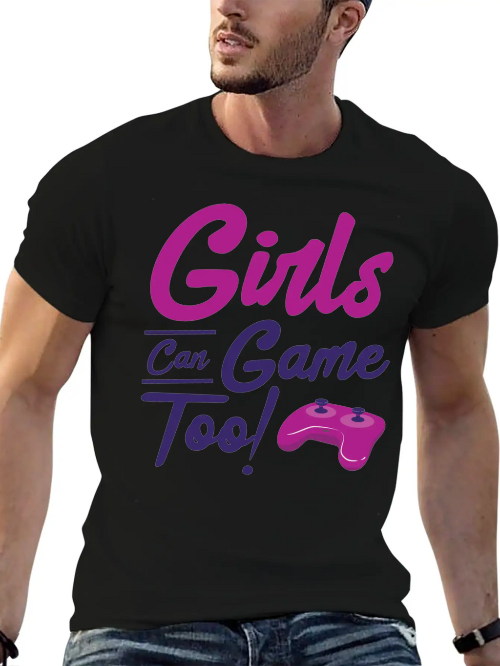 Girls Can Game Too Gaming Gamer Video Games Unisex Casual T-Shirt – Clean Design For Daily Comfort