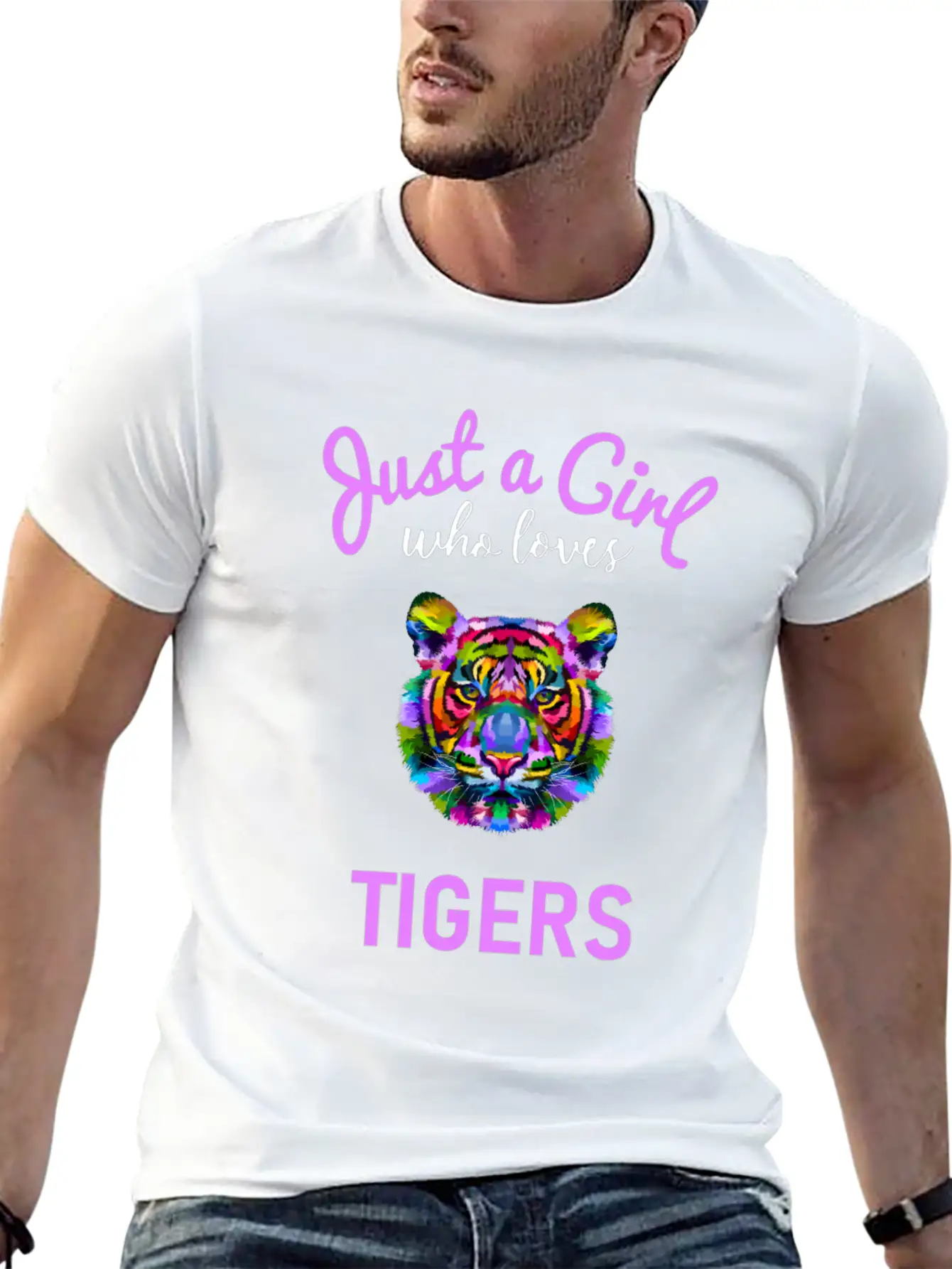 Girls Tiger Gift Design Unisex Short Sleeve Soft Cotton T-Shirt – Casual Everyday Wear