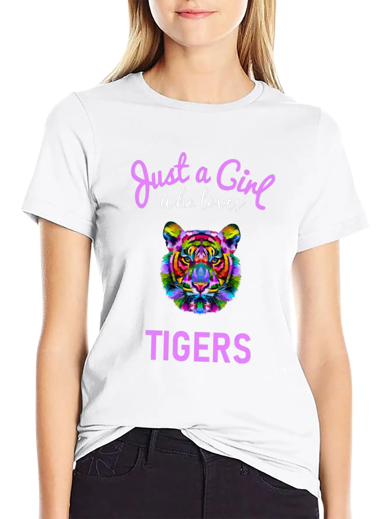 Girls Tiger Gift Design Unisex Short Sleeve Soft Cotton T-Shirt – Casual Everyday Wear