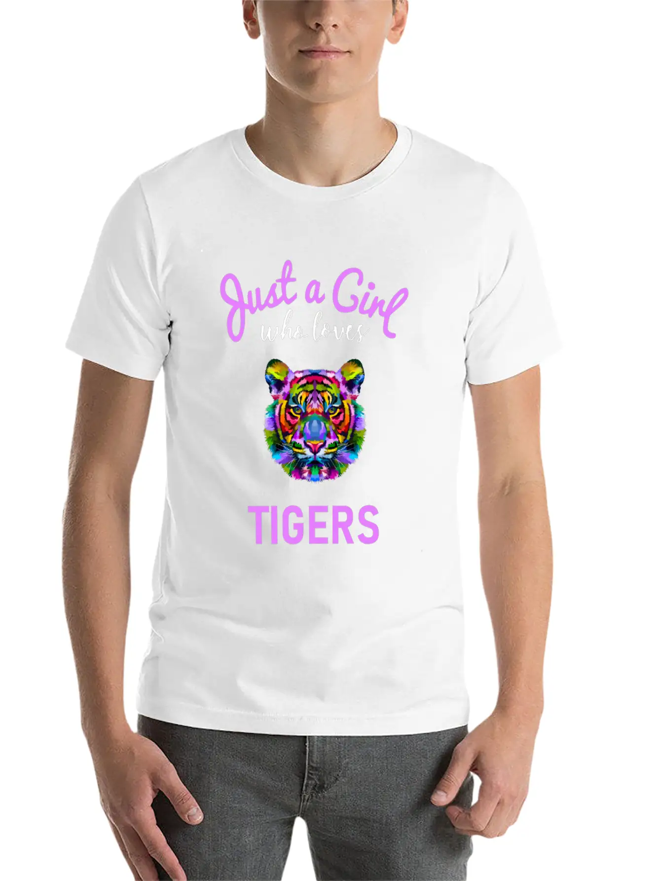 Girls Tiger Gift Design Unisex Short Sleeve Soft Cotton T-Shirt – Casual Everyday Wear
