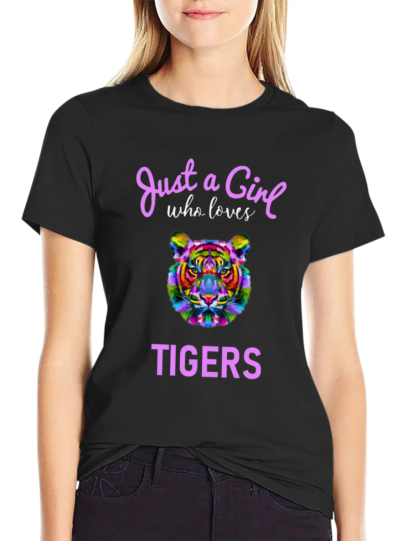 Girls Tiger Gift Design Unisex Short Sleeve Soft Cotton T-Shirt – Casual Everyday Wear