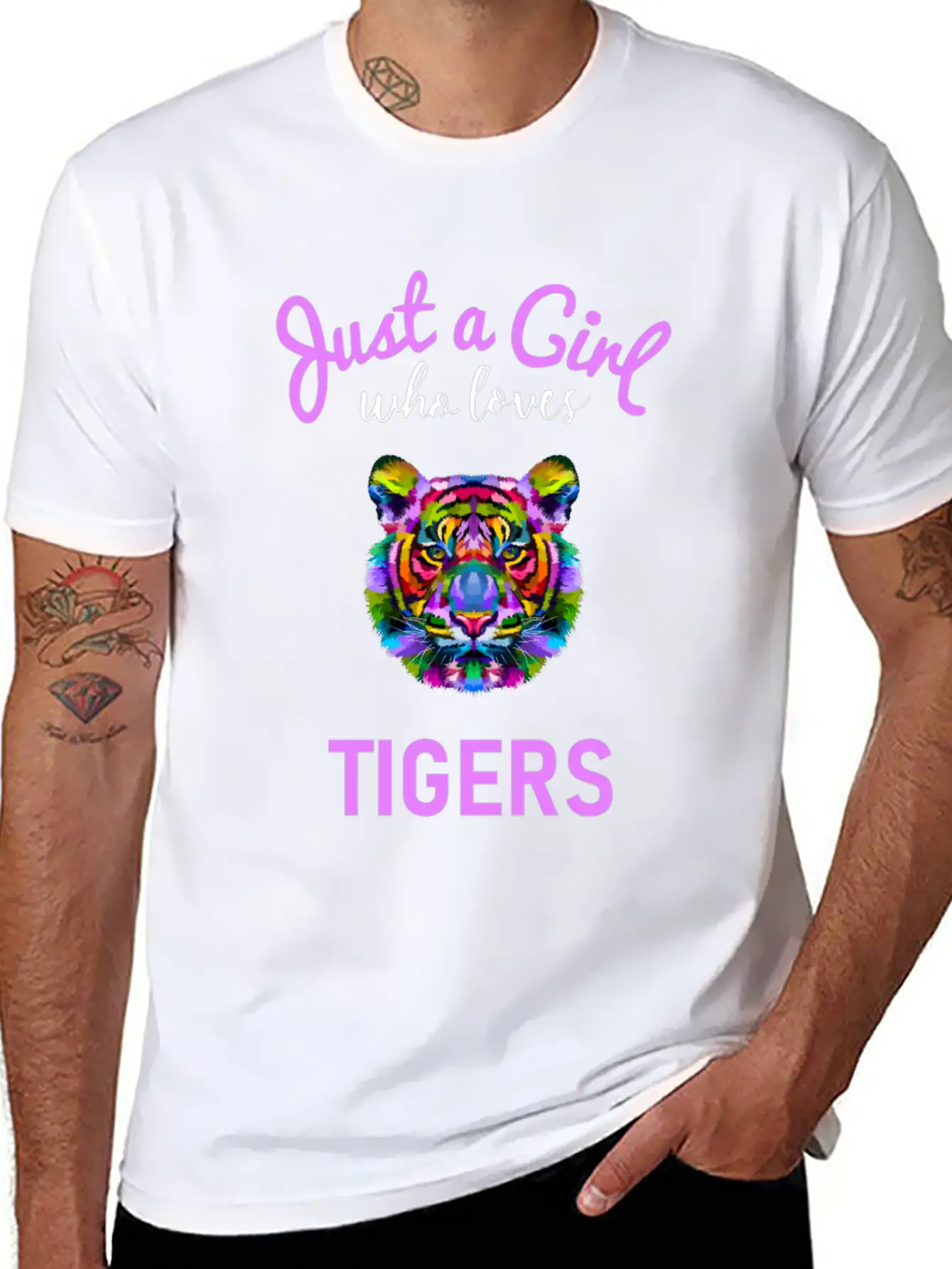Girls Tiger Gift Design Unisex Short Sleeve Soft Cotton T-Shirt – Casual Everyday Wear