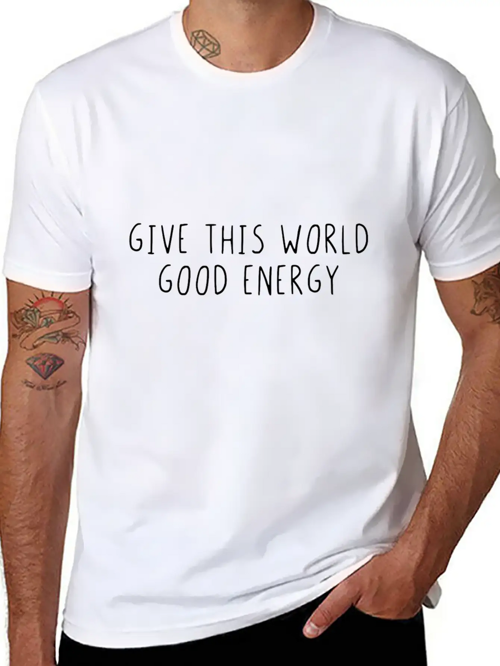 Give This World Good Energy Breathable Soft Cotton T-Shirt – Timeless Casual Look