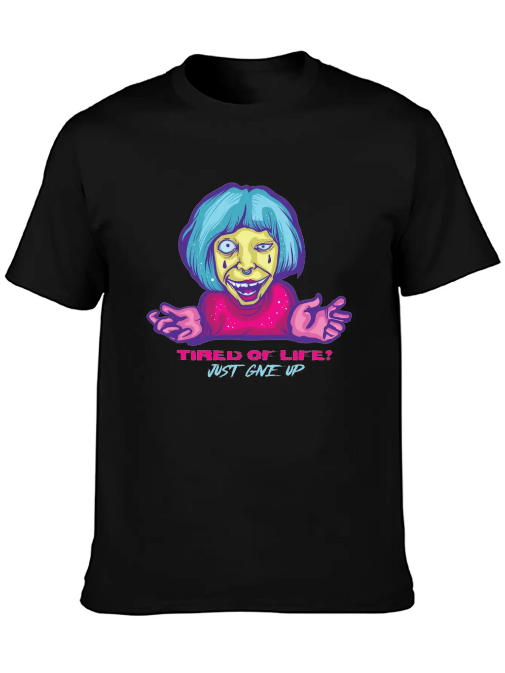 Give Up Pastel Goth Japanese Anime Kawaii Product Unisex Short Sleeve Soft Cotton T-Shirt – Casual Everyday Wear