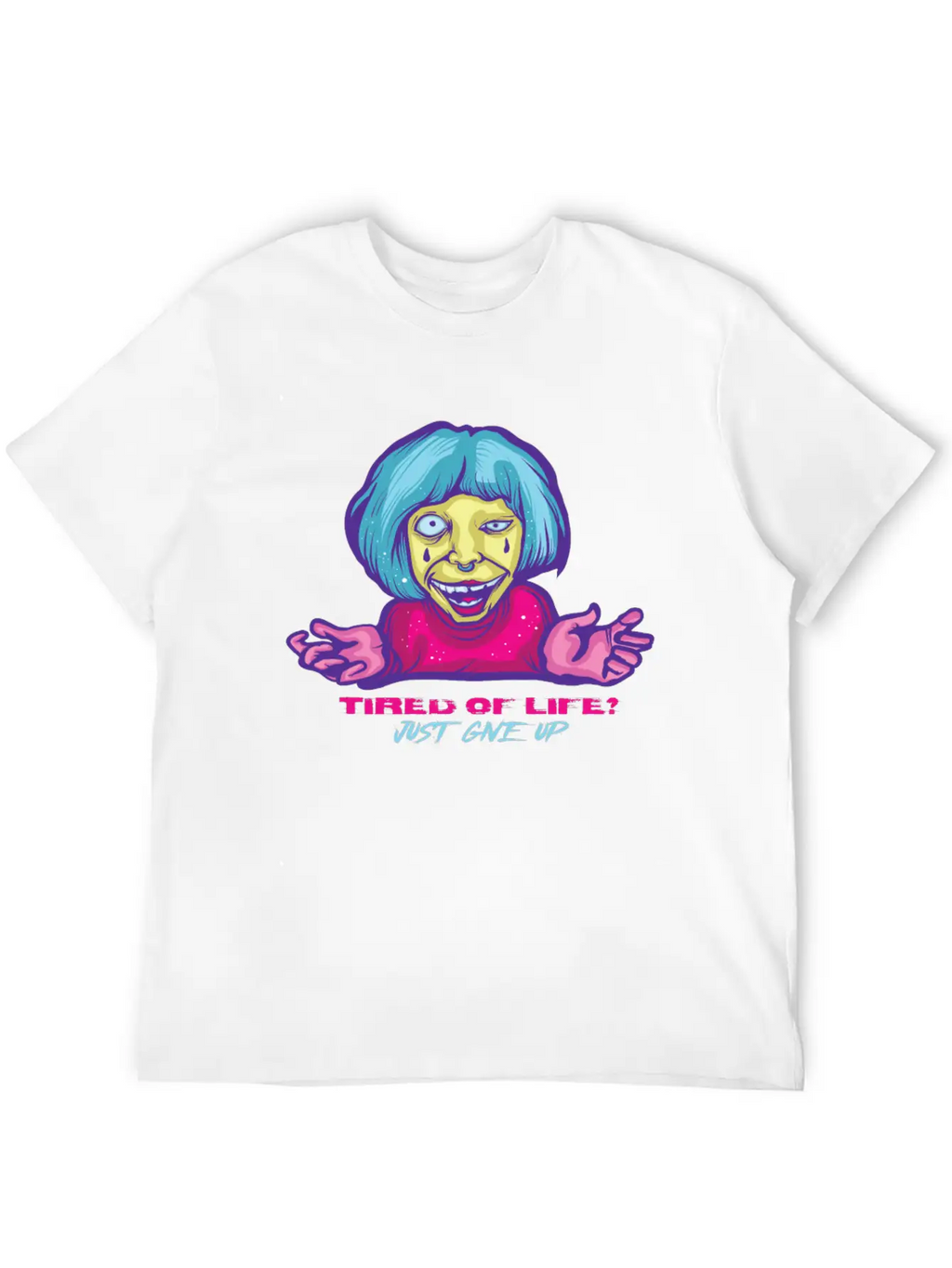 Give Up Pastel Goth Japanese Anime Kawaii Product Unisex Short Sleeve Soft Cotton T-Shirt – Casual Everyday Wear
