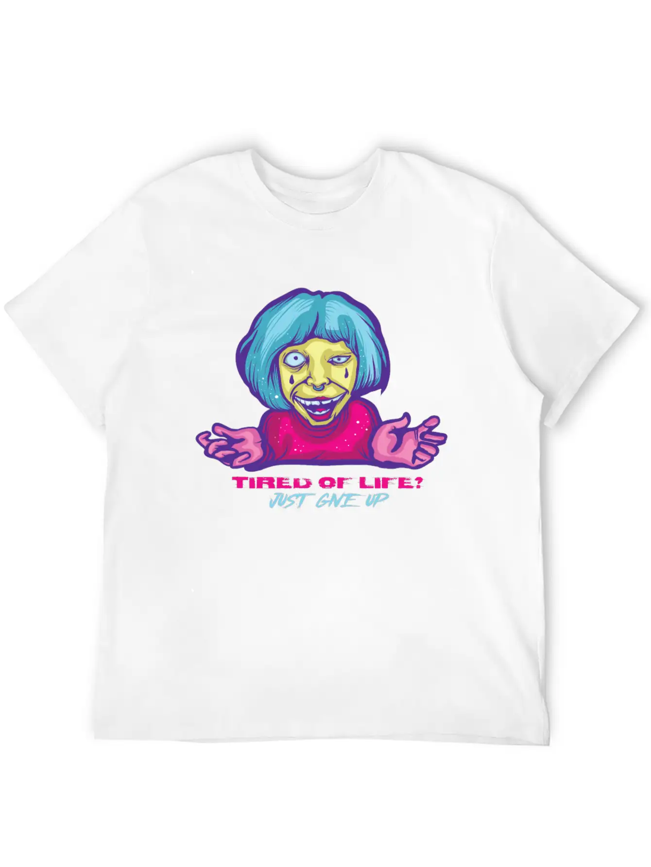 Give Up Pastel Goth Japanese Anime Kawaii Product Unisex Short Sleeve Soft Cotton T-Shirt – Casual Everyday Wear