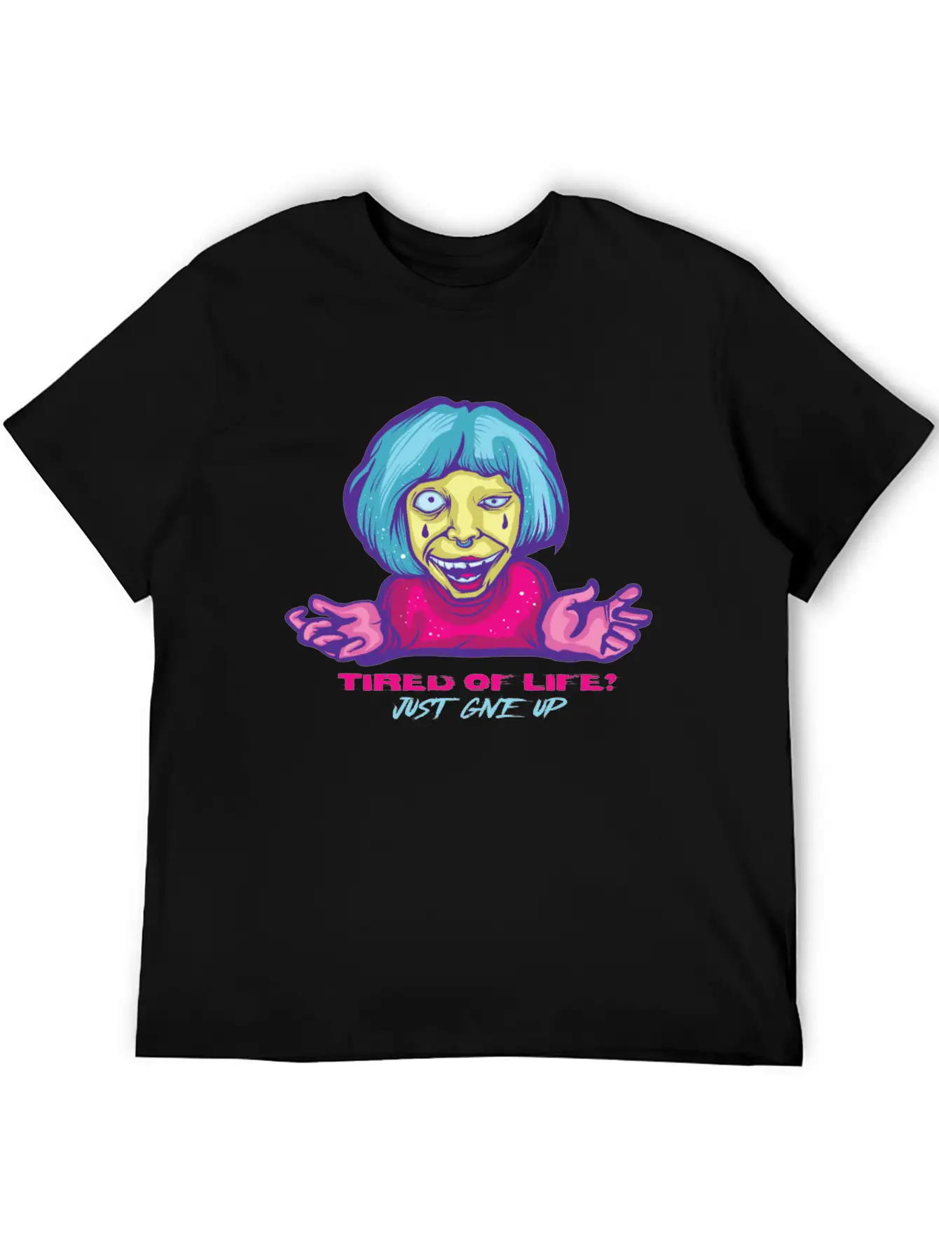 Give Up Pastel Goth Japanese Anime Kawaii Product Unisex Short Sleeve Soft Cotton T-Shirt – Casual Everyday Wear