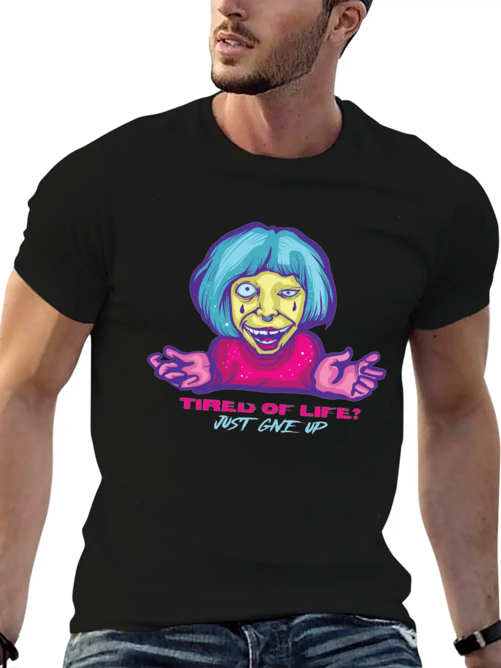 Give Up Pastel Goth Japanese Anime Kawaii Product Unisex Short Sleeve Soft Cotton T-Shirt – Casual Everyday Wear