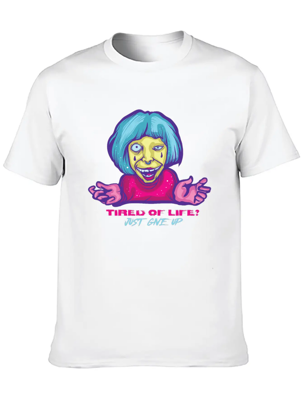 Give Up Pastel Goth Japanese Anime Kawaii Product Unisex Short Sleeve Soft Cotton T-Shirt – Casual Everyday Wear