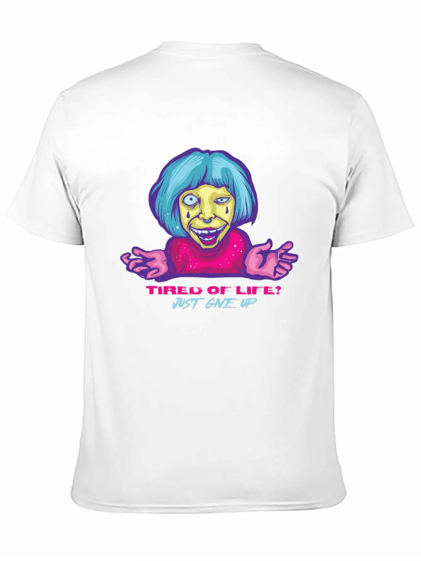 Give Up Pastel Goth Japanese Anime Kawaii Product Unisex Short Sleeve Soft Cotton T-Shirt – Casual Everyday Wear